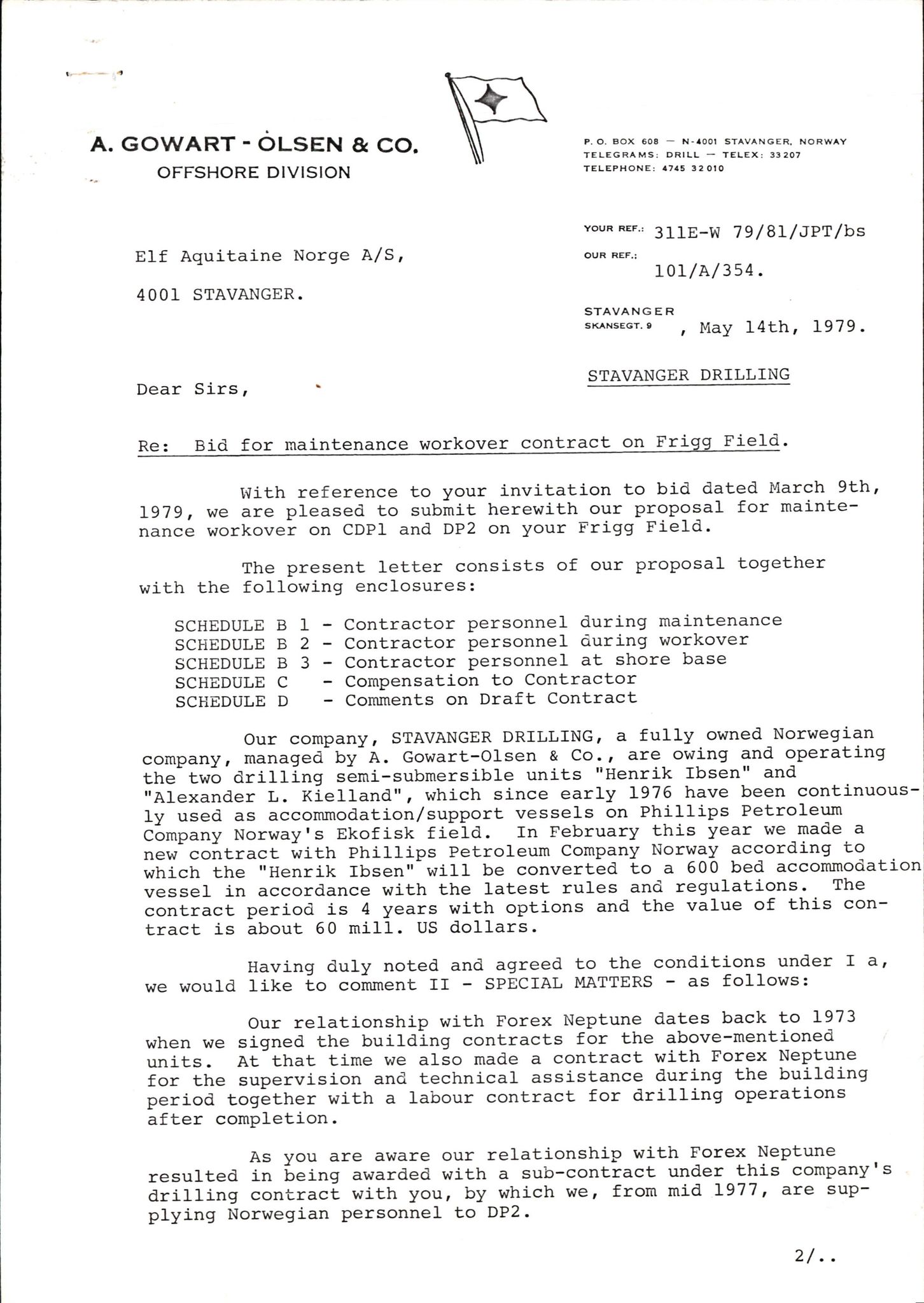 Pa 1503 - Stavanger Drilling AS, SAST/A-101906/2/E/Ea/Eaa/L0005: Sak og korrespondanse, 1976-1980