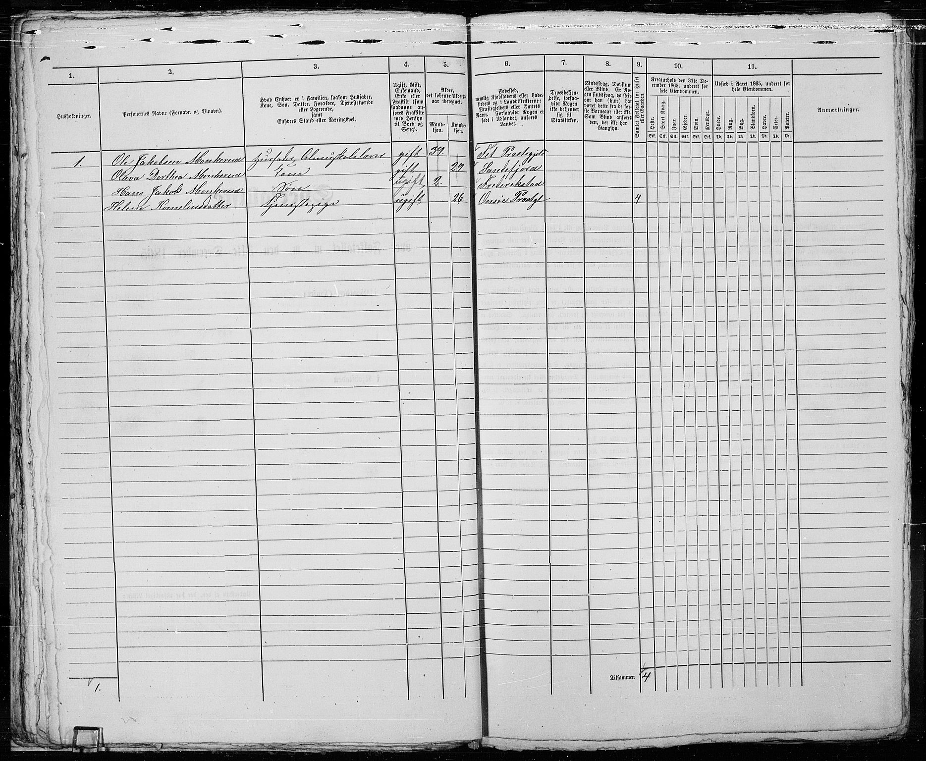 RA, Folketelling 1865 for 0103B Fredrikstad prestegjeld, Fredrikstad kjøpstad, 1865, s. 45