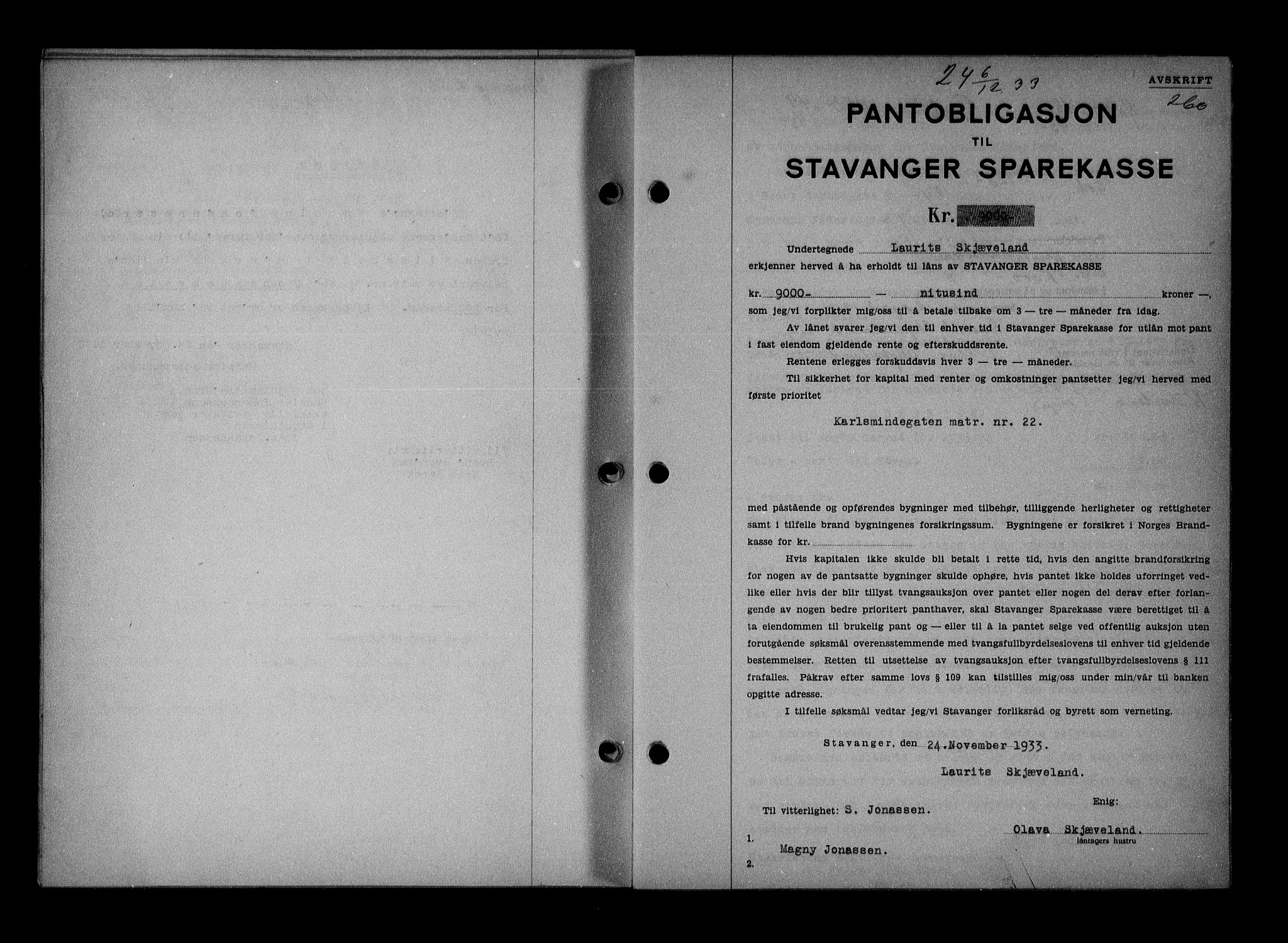 Stavanger byrett, SAST/A-100455/001/4/41/410BB/L0005: Pantebok nr. 55, 1933-1934, Tingl.dato: 06.12.1933