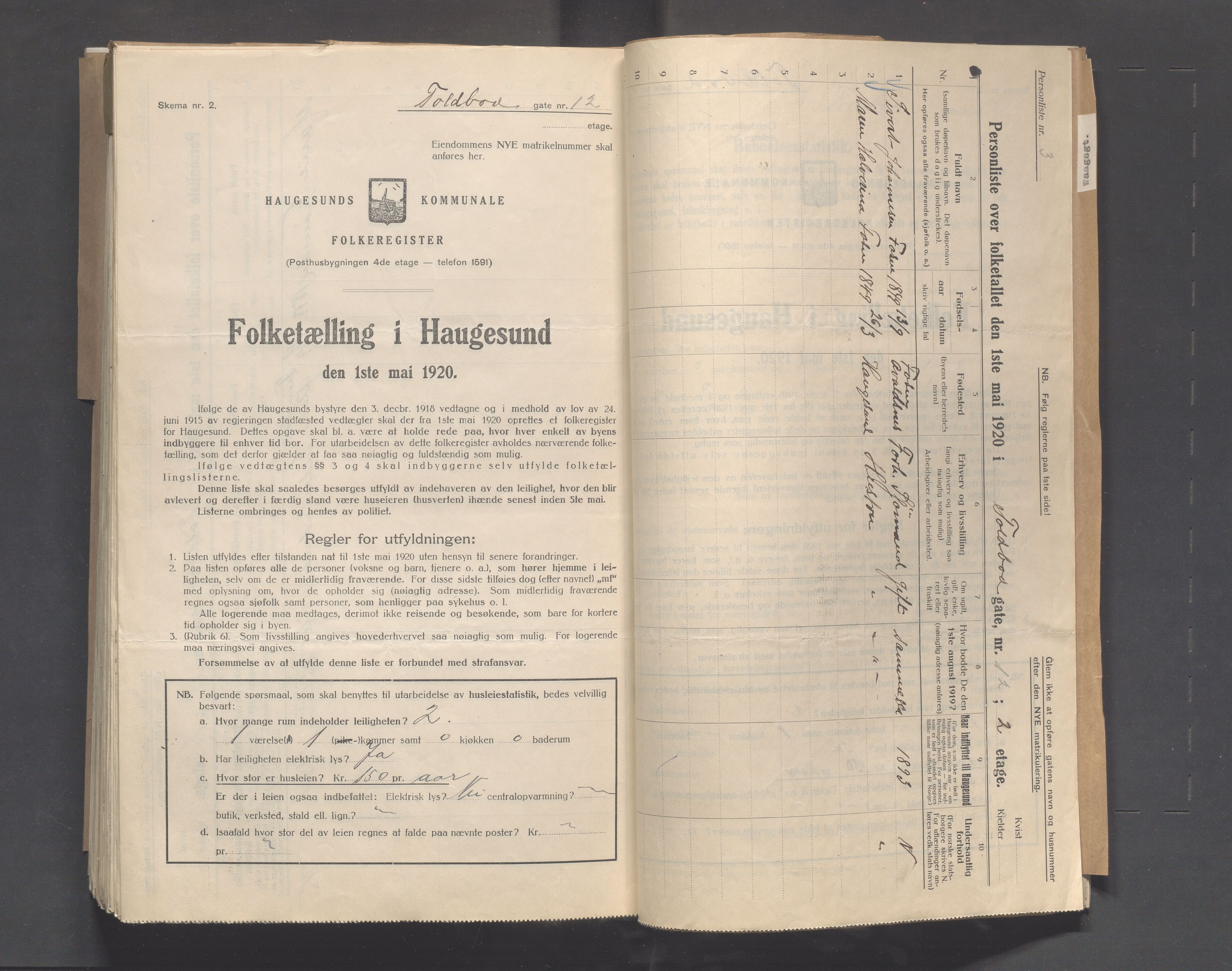 IKAR, Kommunal folketelling 1.5.1920 for Haugesund, 1920, s. 7129