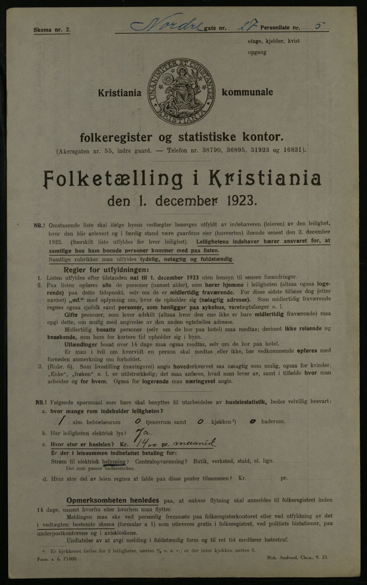 OBA, Kommunal folketelling 1.12.1923 for Kristiania, 1923, s. 80588