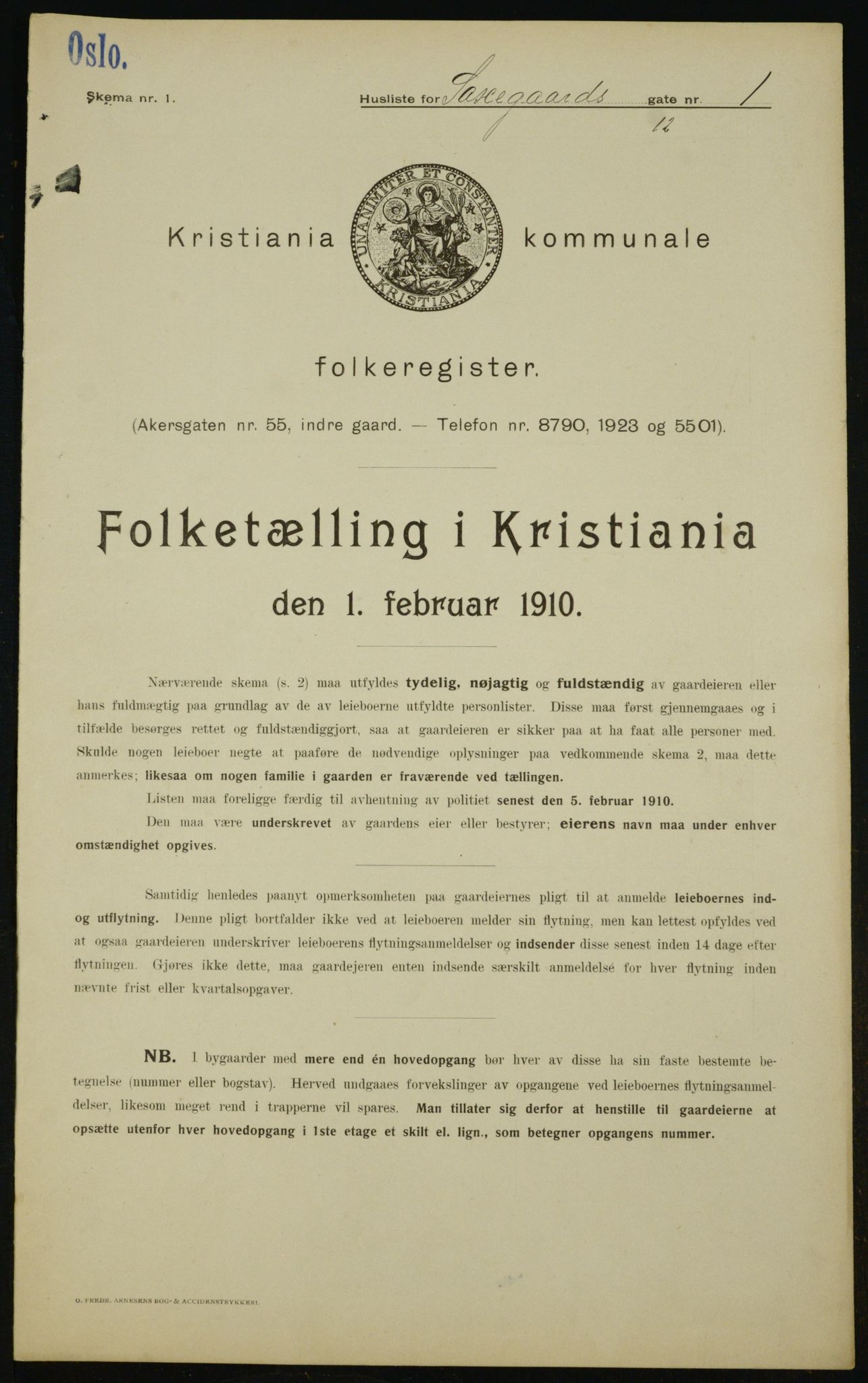 OBA, Kommunal folketelling 1.2.1910 for Kristiania, 1910, s. 85331