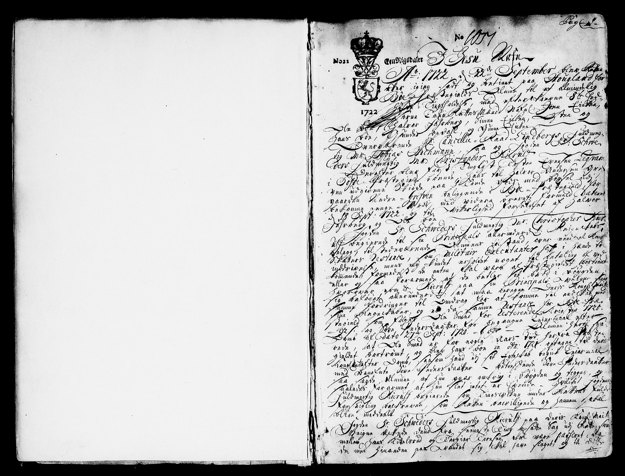 Nedre Telemark sorenskriveri, SAKO/A-135/F/Fa/L0010: Tingbok, 1722-1727, s. 1