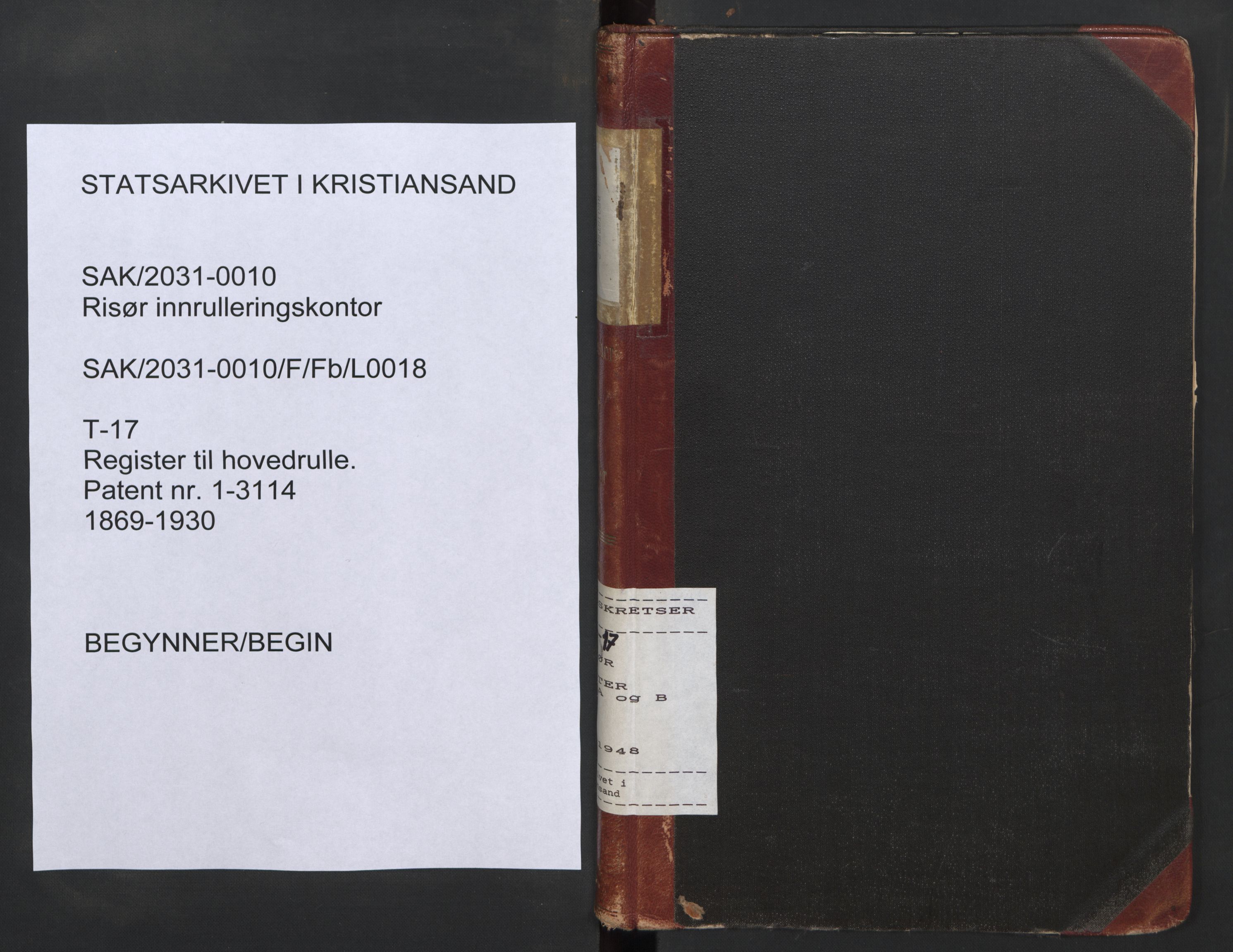 Risør mønstringskrets, AV/SAK-2031-0010/F/Fb/L0018: Register til hovedrulle A og B, T-17, 1930-1948, s. 1