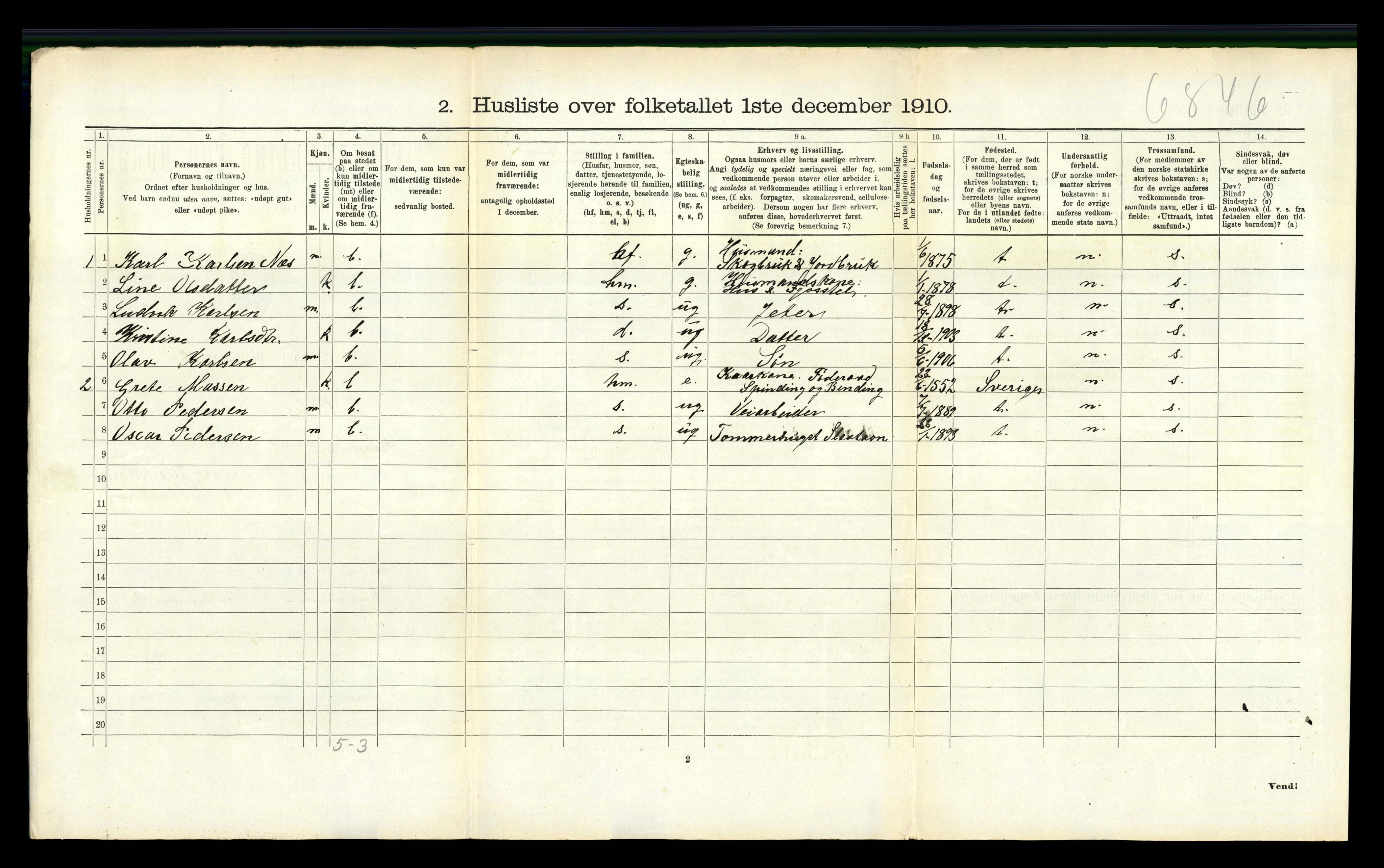 RA, Folketelling 1910 for 1824 Vefsn herred, 1910, s. 405