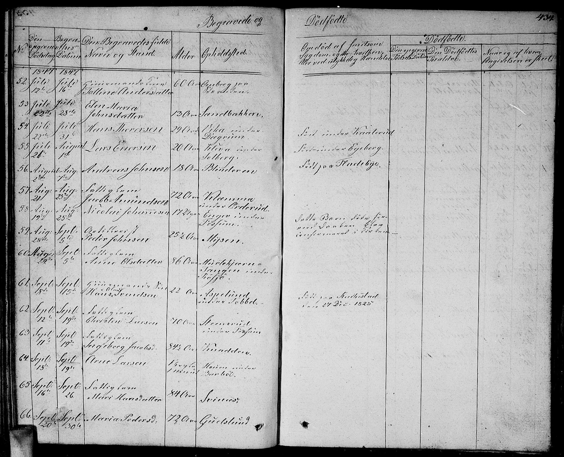 Enebakk prestekontor Kirkebøker, AV/SAO-A-10171c/G/Ga/L0003: Klokkerbok nr. I 3, 1833-1849, s. 434