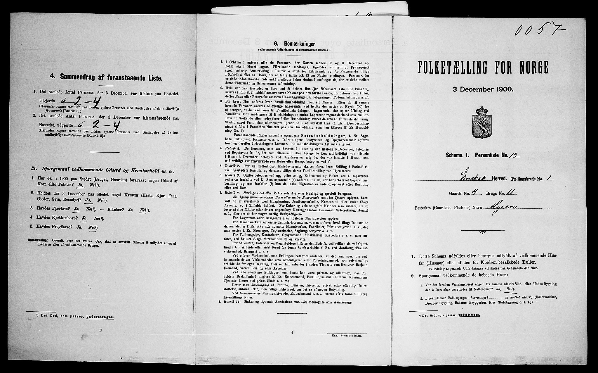 SAO, Folketelling 1900 for 0229 Enebakk herred, 1900