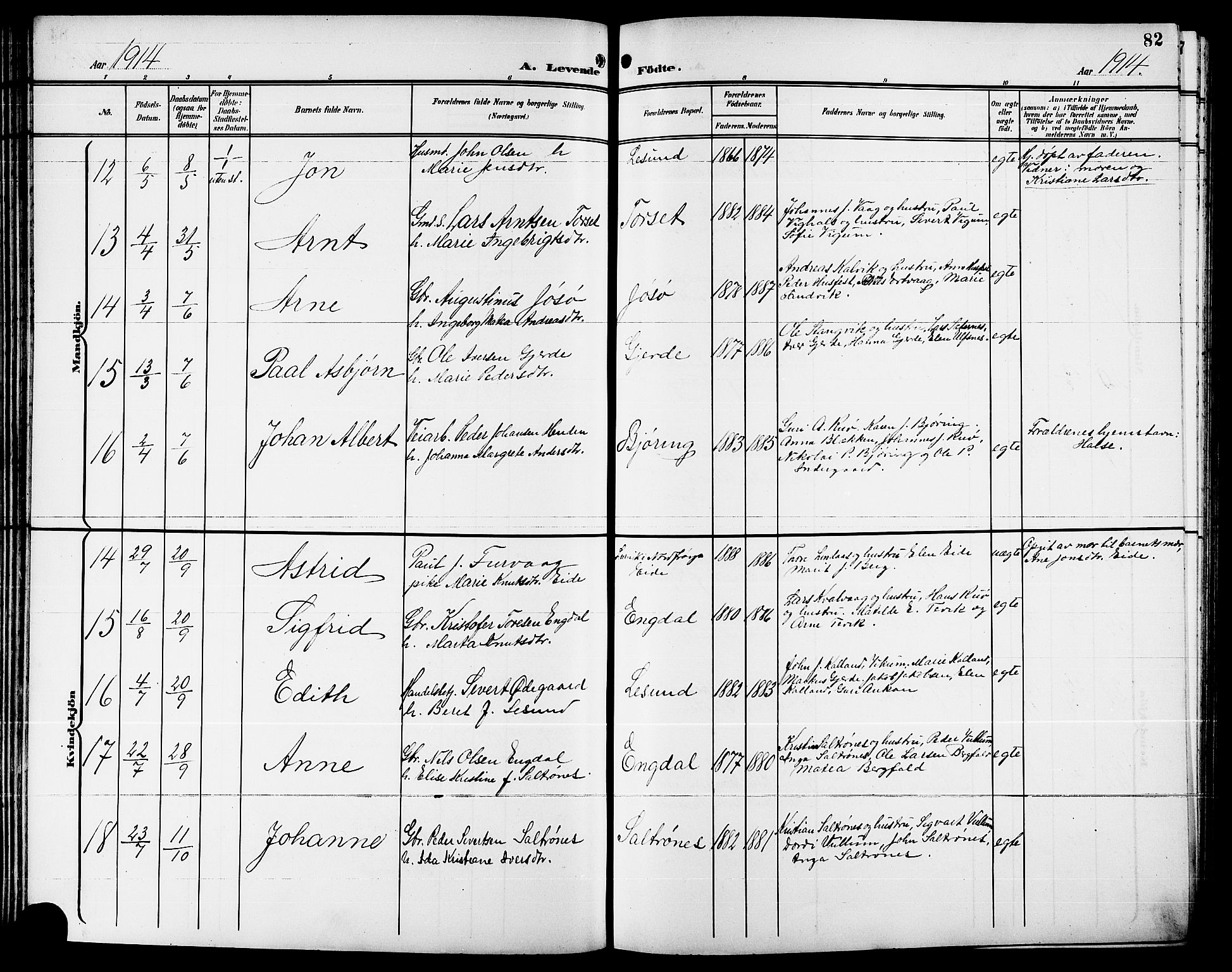 Ministerialprotokoller, klokkerbøker og fødselsregistre - Møre og Romsdal, AV/SAT-A-1454/578/L0910: Klokkerbok nr. 578C03, 1900-1921, s. 82