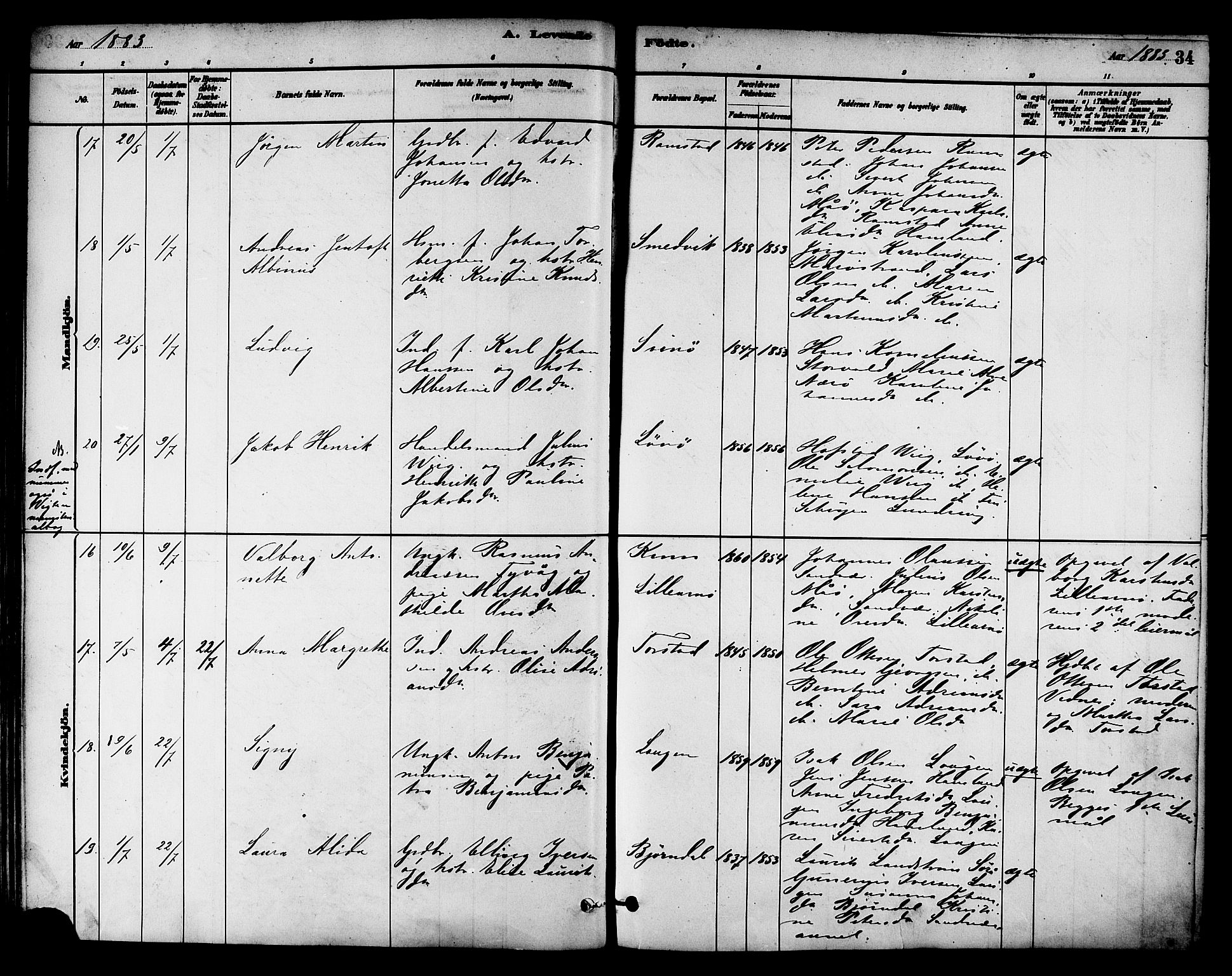 Ministerialprotokoller, klokkerbøker og fødselsregistre - Nord-Trøndelag, AV/SAT-A-1458/784/L0672: Ministerialbok nr. 784A07, 1880-1887, s. 34