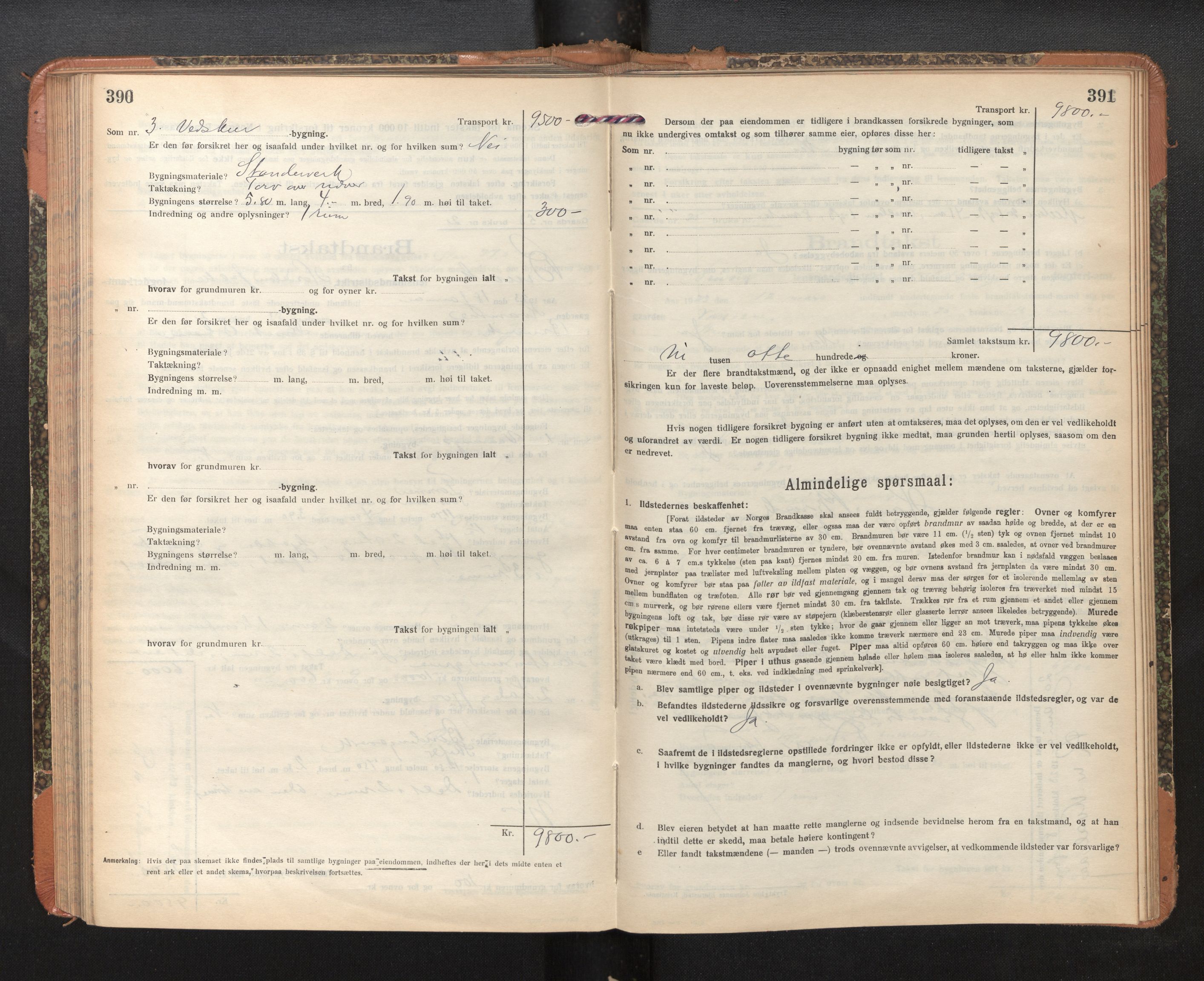 Lensmannen i Bruvik, SAB/A-31301/0012/L0009: Branntakstprotokoll, skjematakst, 1918-1925, s. 390-391