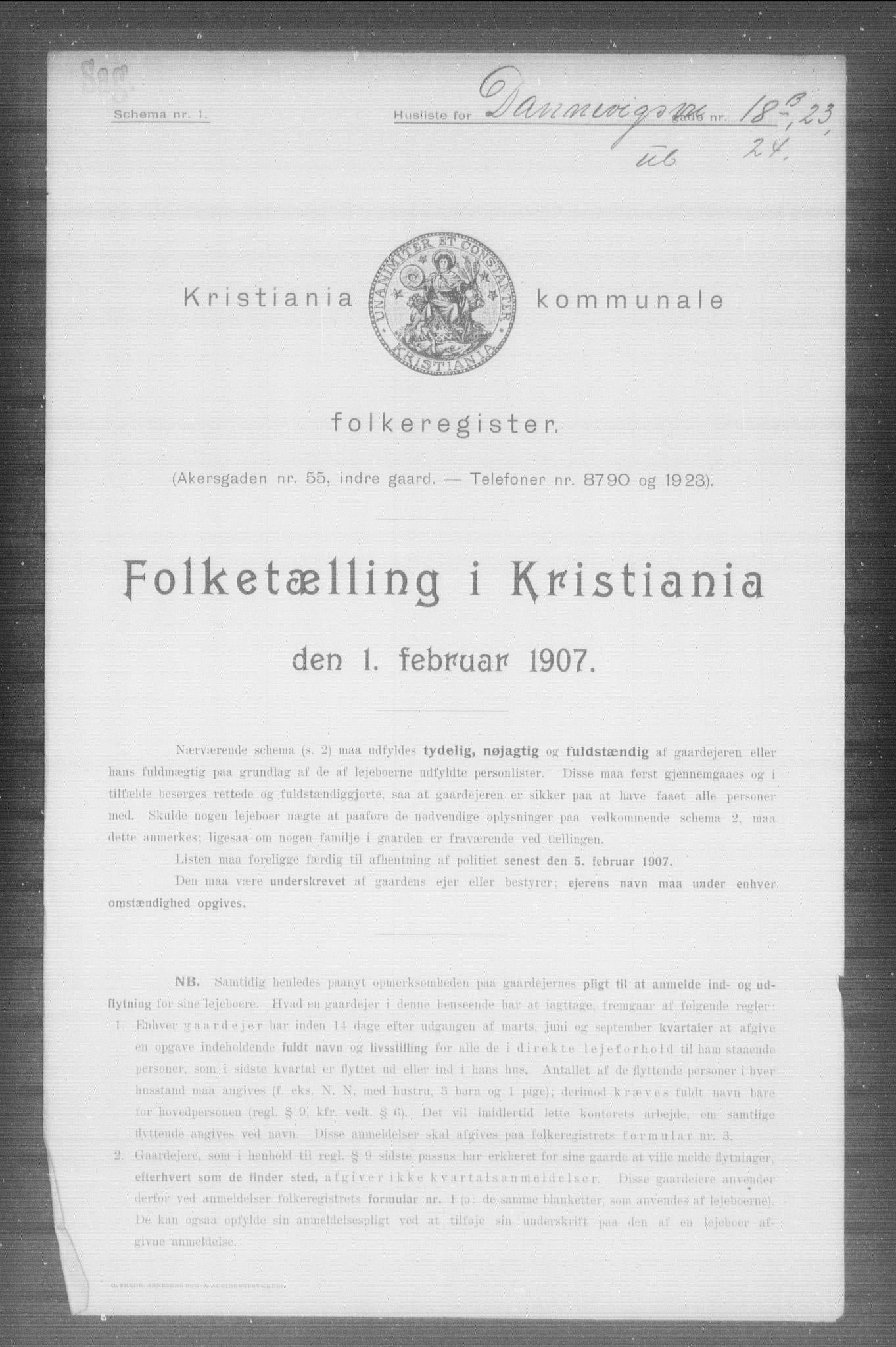 OBA, Kommunal folketelling 1.2.1907 for Kristiania kjøpstad, 1907, s. 7797
