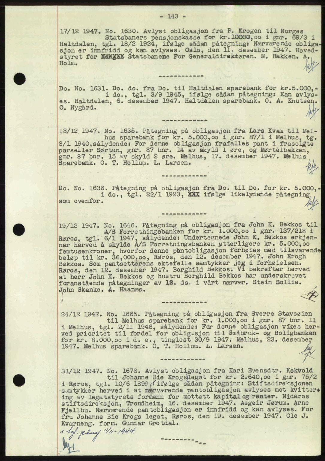 Gauldal sorenskriveri, SAT/A-0014/1/2/2C: Pantebok nr. A5, 1947-1948, Dagboknr: 1630/1947