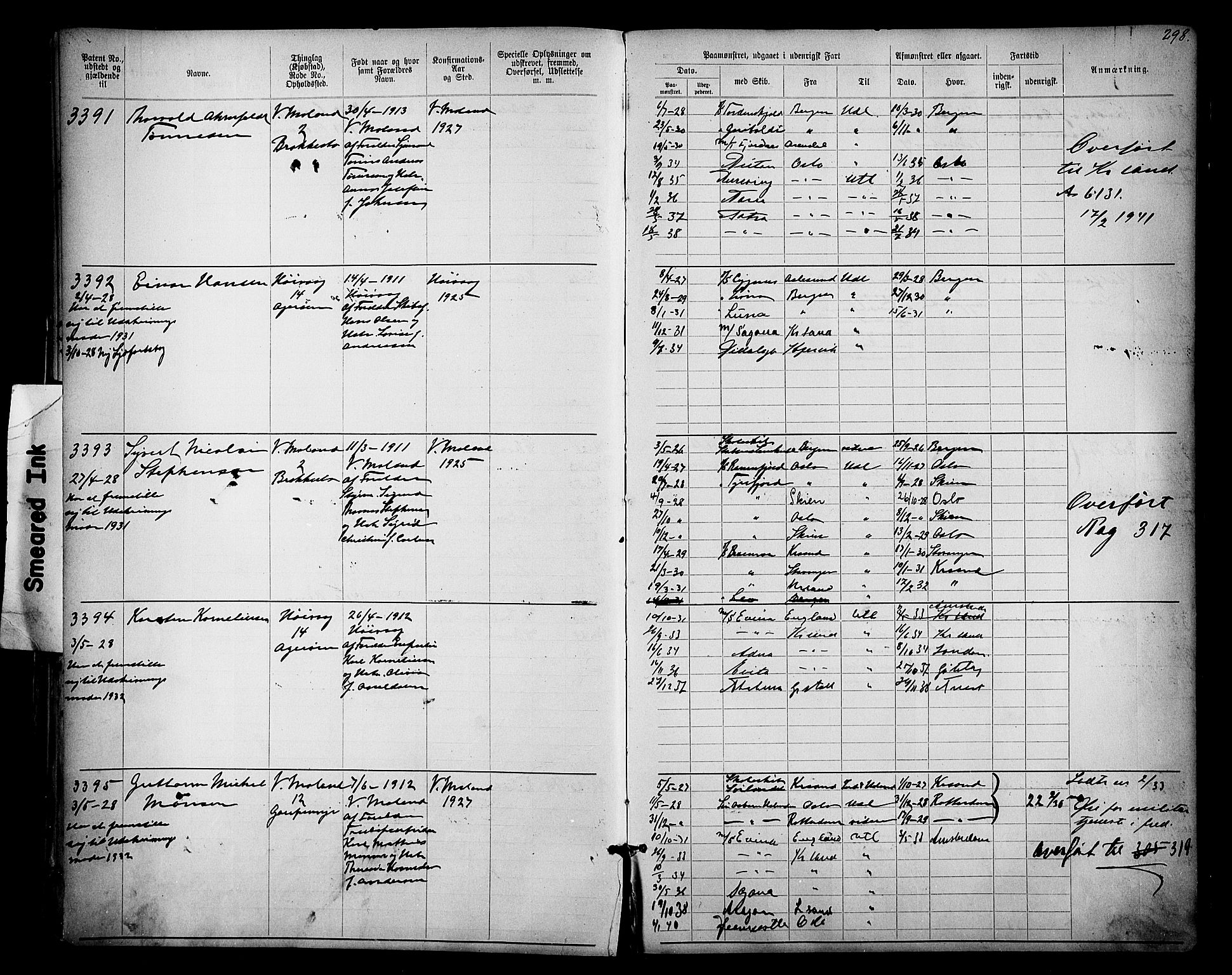 Lillesand mønstringskrets, AV/SAK-2031-0014/F/Fa/L0003: Annotasjonsrulle nr 1911-3489 med register, W-9, 1891-1932, s. 339