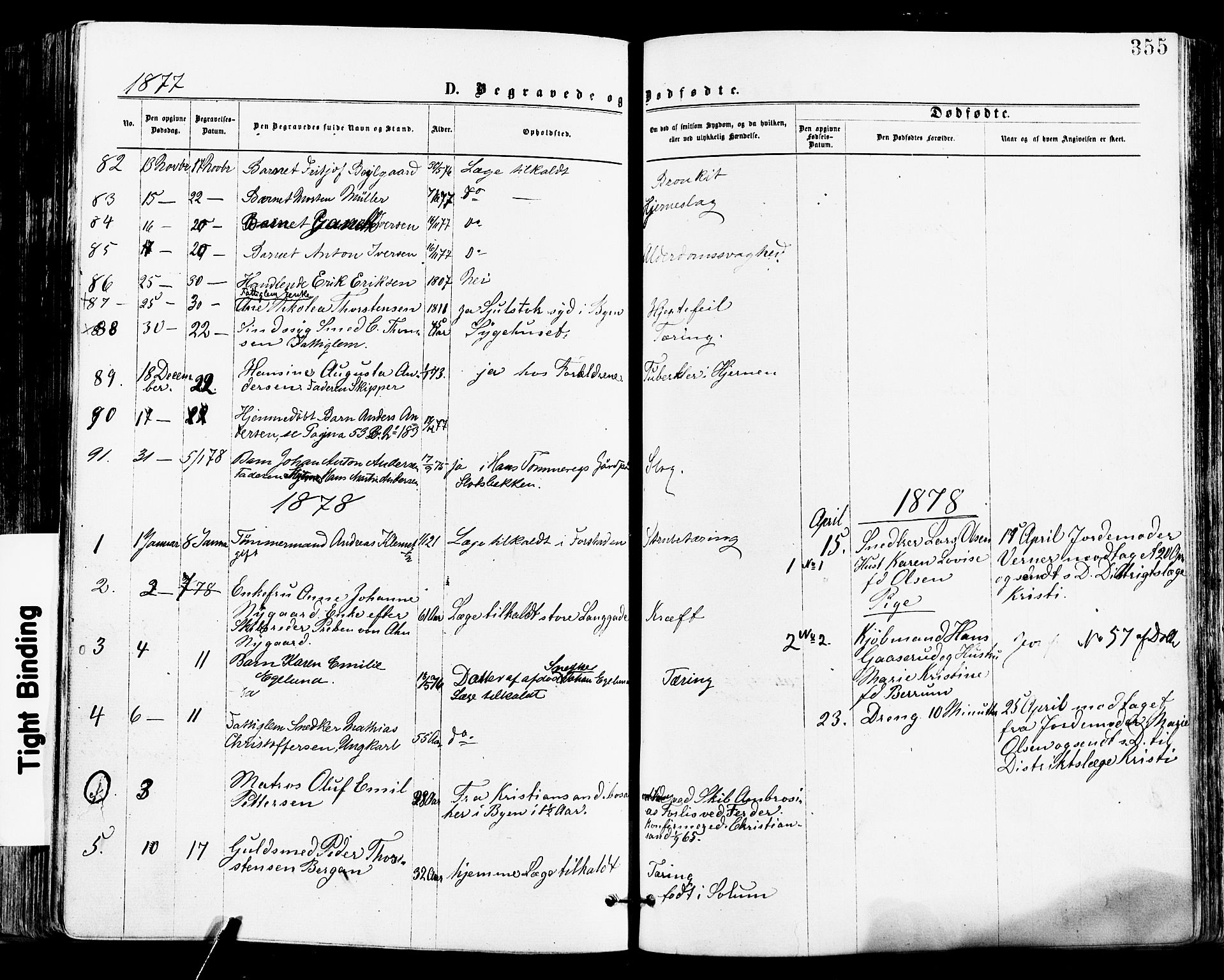 Tønsberg kirkebøker, AV/SAKO-A-330/F/Fa/L0010: Ministerialbok nr. I 10, 1874-1880, s. 355