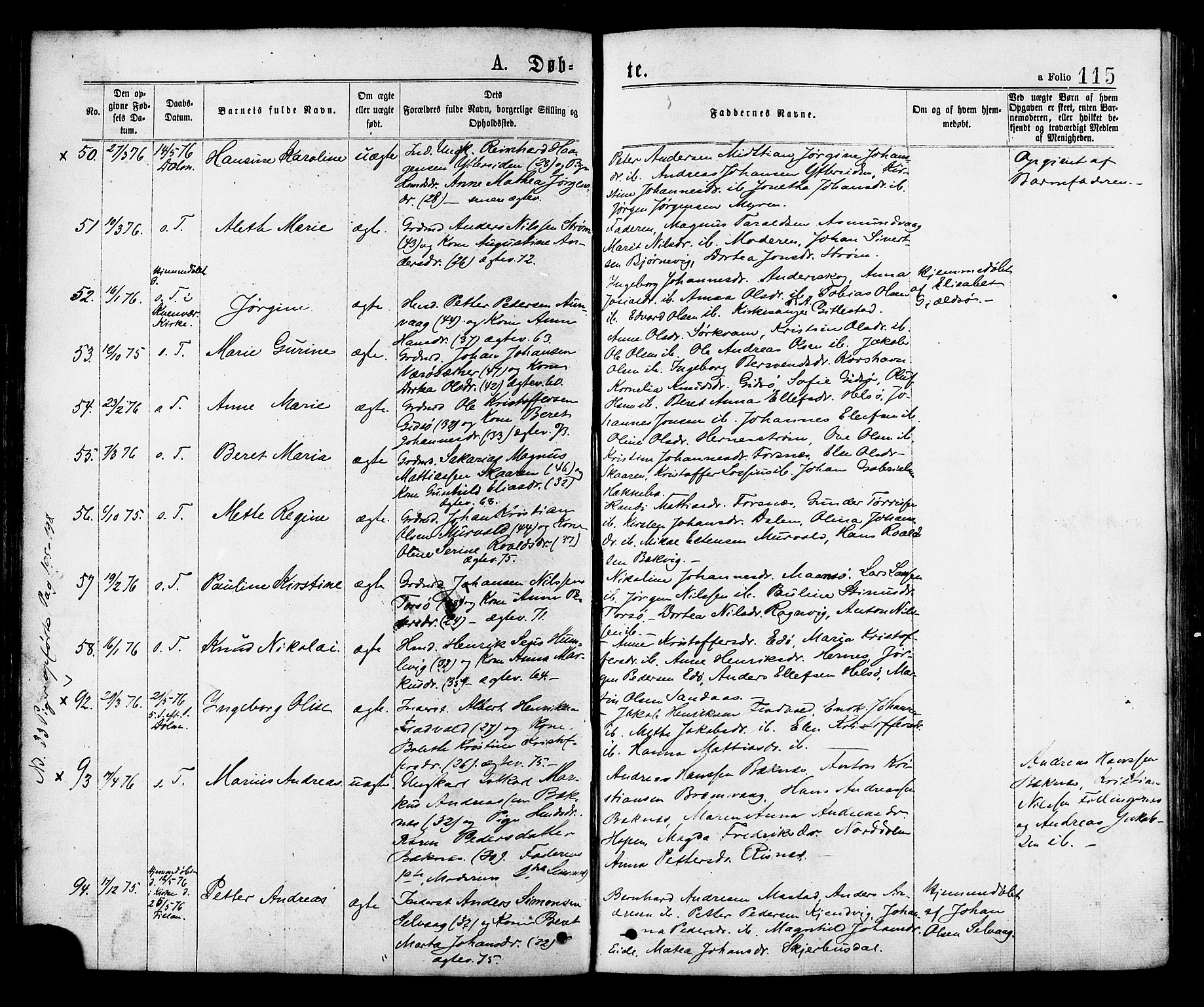 Ministerialprotokoller, klokkerbøker og fødselsregistre - Sør-Trøndelag, SAT/A-1456/634/L0532: Ministerialbok nr. 634A08, 1871-1881, s. 115