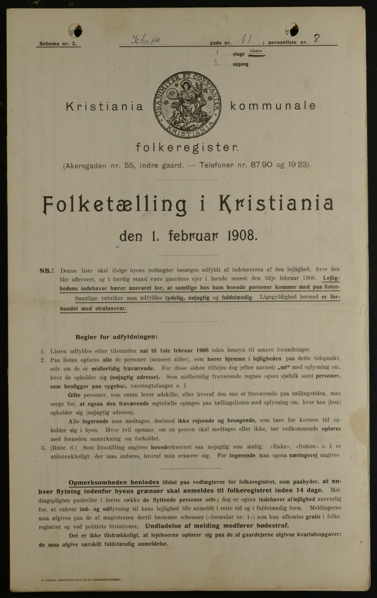 OBA, Kommunal folketelling 1.2.1908 for Kristiania kjøpstad, 1908, s. 80575