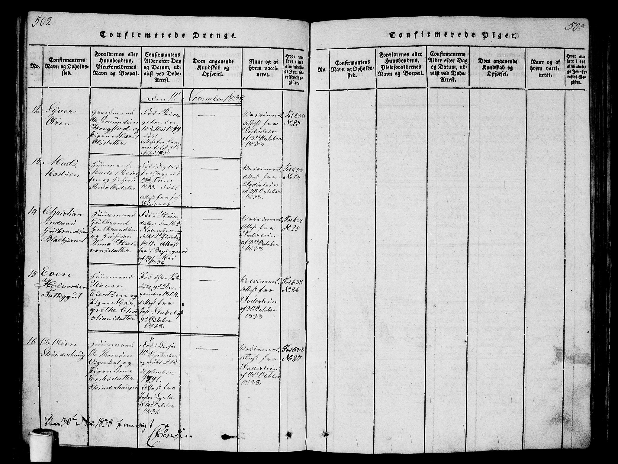 Kristiania tukthusprest Kirkebøker, AV/SAO-A-10881/G/Ga/L0001: Klokkerbok nr. 1, 1818-1857, s. 502-503