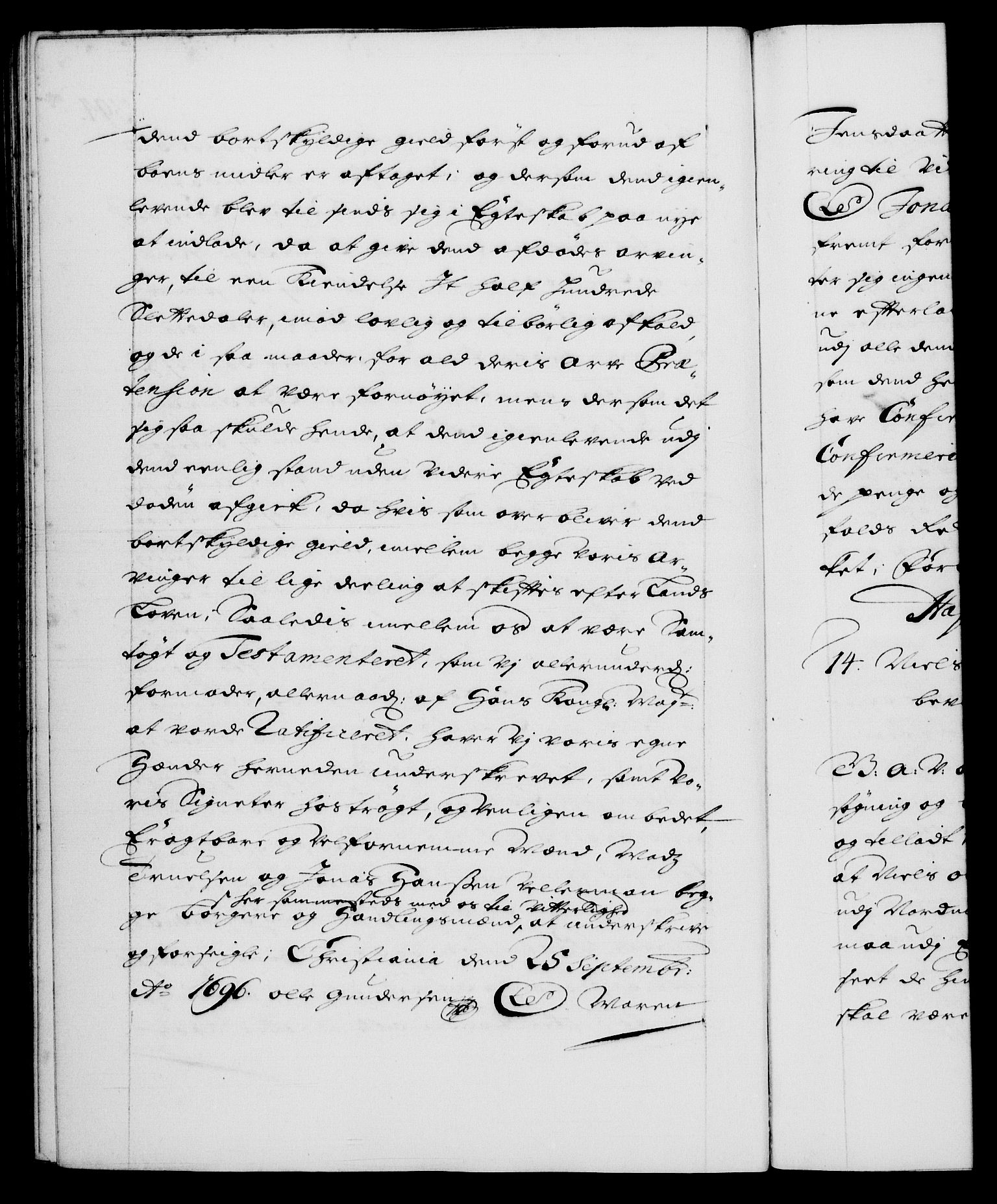 Danske Kanselli 1572-1799, RA/EA-3023/F/Fc/Fca/Fcaa/L0016: Norske registre (mikrofilm), 1692-1697, s. 394b