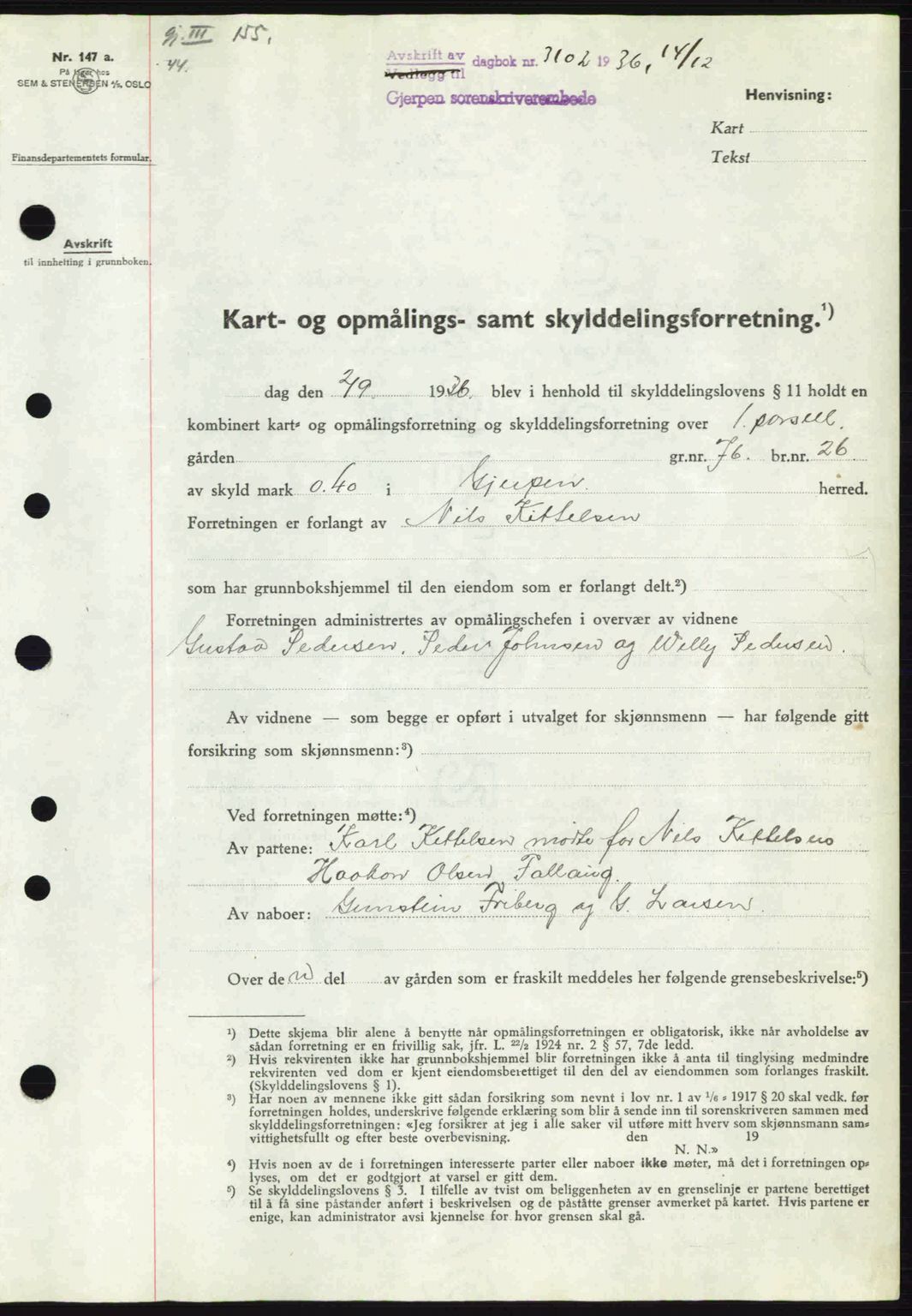 Gjerpen sorenskriveri, SAKO/A-216/G/Ga/Gae/L0067: Pantebok nr. A-66 - A-68, 1936-1937, Dagboknr: 3102/1936