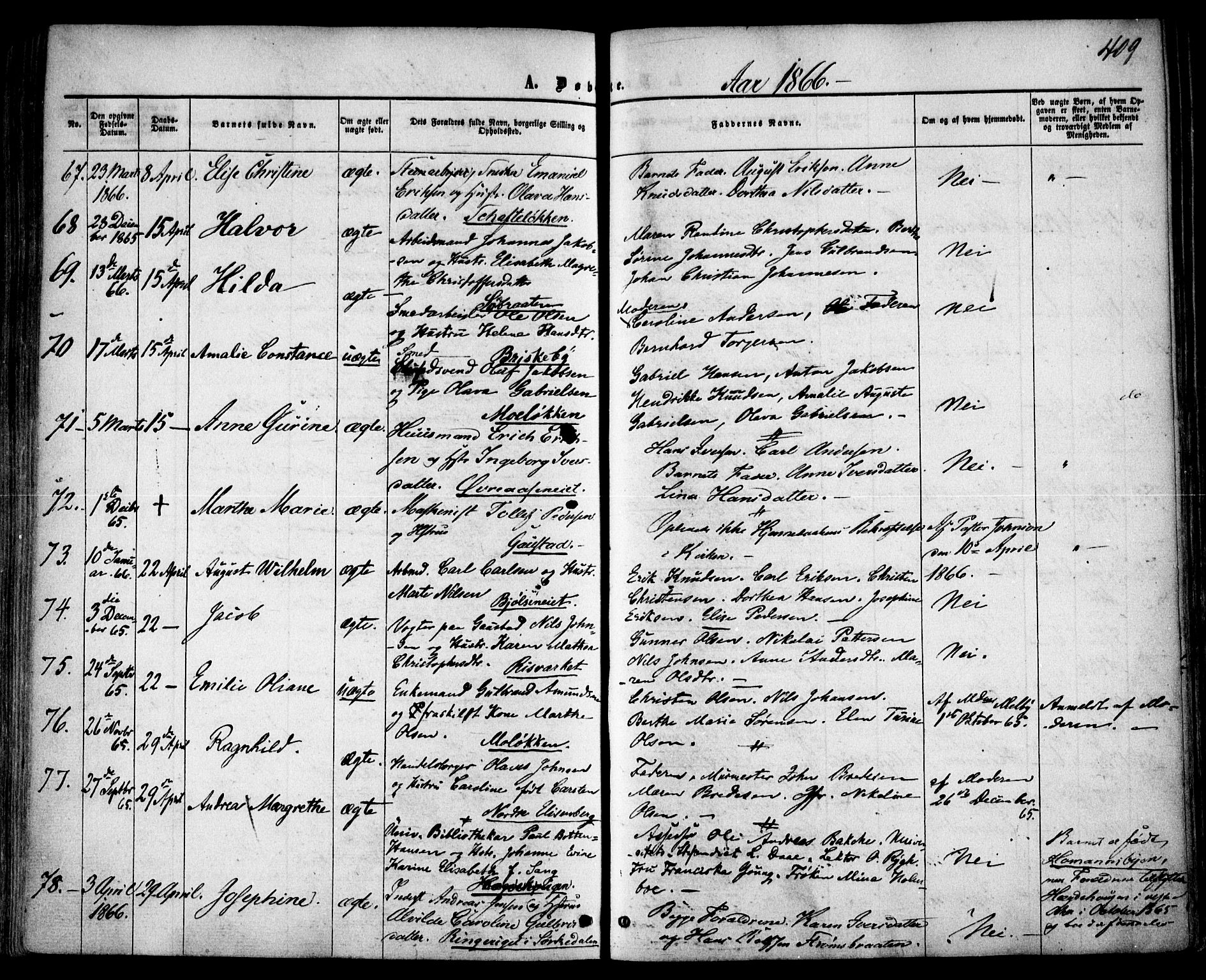 Vestre Aker prestekontor Kirkebøker, AV/SAO-A-10025/F/Fa/L0003: Ministerialbok nr. 3, 1857-1868, s. 409
