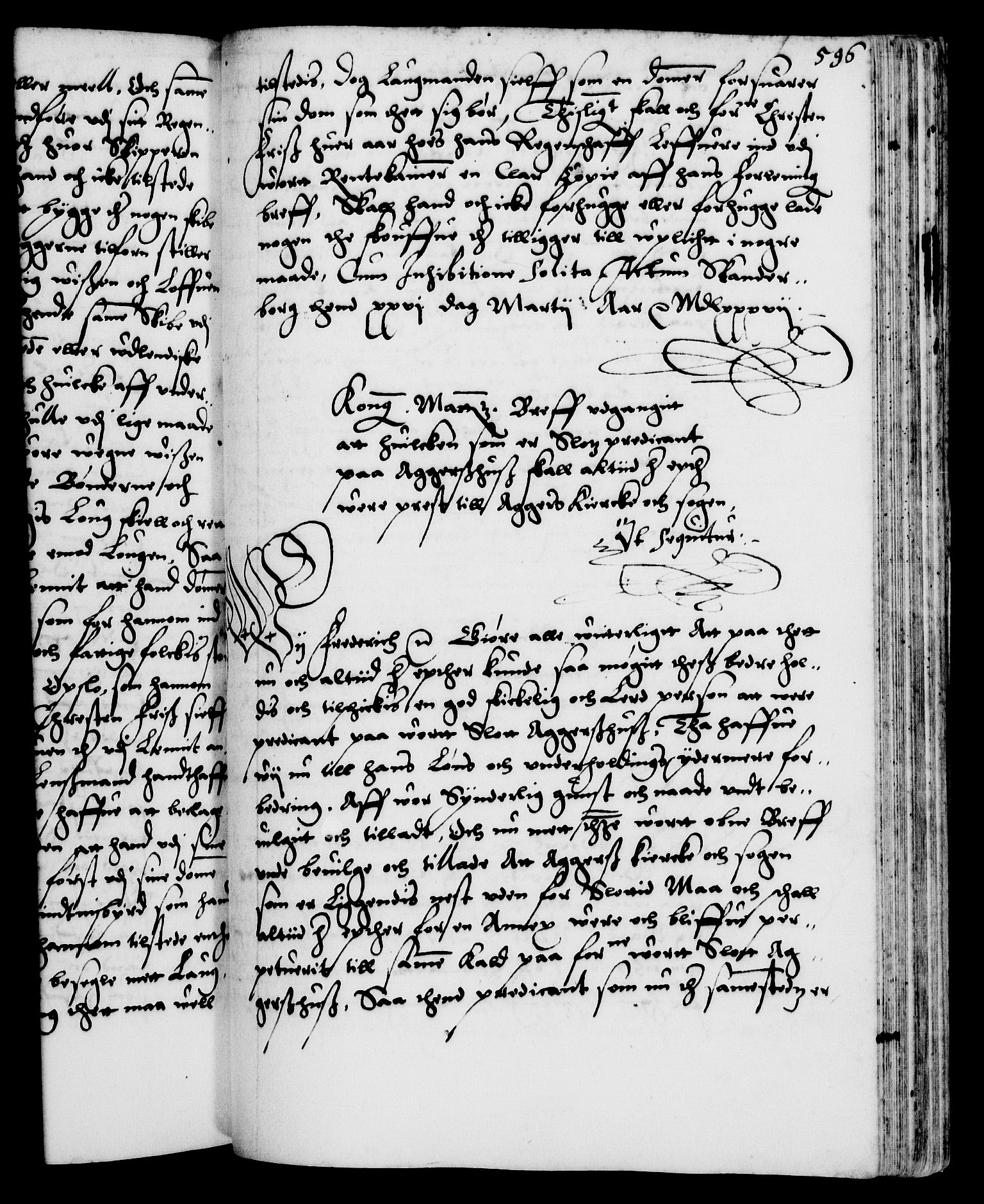 Danske Kanselli 1572-1799, AV/RA-EA-3023/F/Fc/Fca/Fcaa/L0001: Norske registre (mikrofilm), 1572-1588, s. 596a