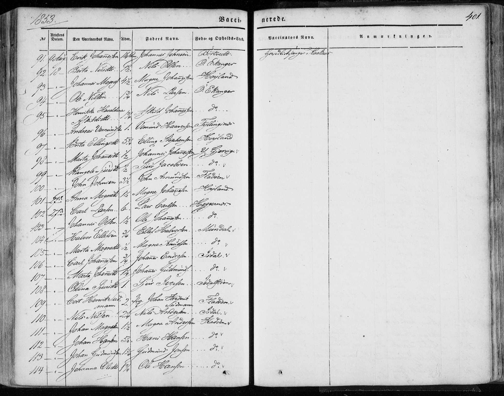 Hamre sokneprestembete, AV/SAB-A-75501/H/Ha/Haa/Haaa/L0013: Ministerialbok nr. A 13, 1846-1857, s. 401