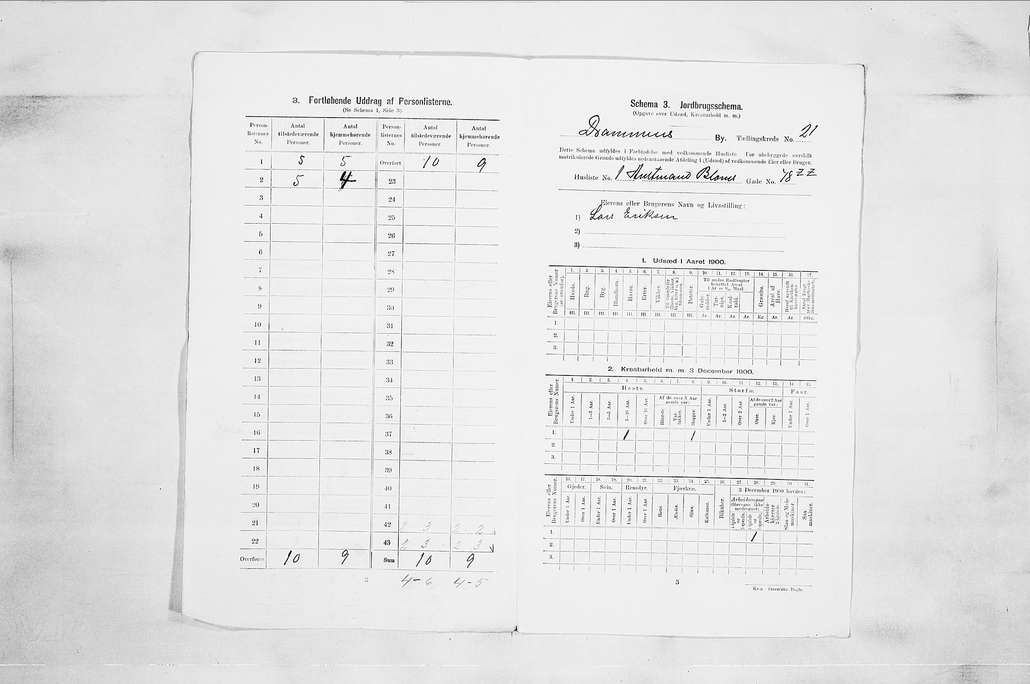 RA, Folketelling 1900 for 0602 Drammen kjøpstad, 1900, s. 3399