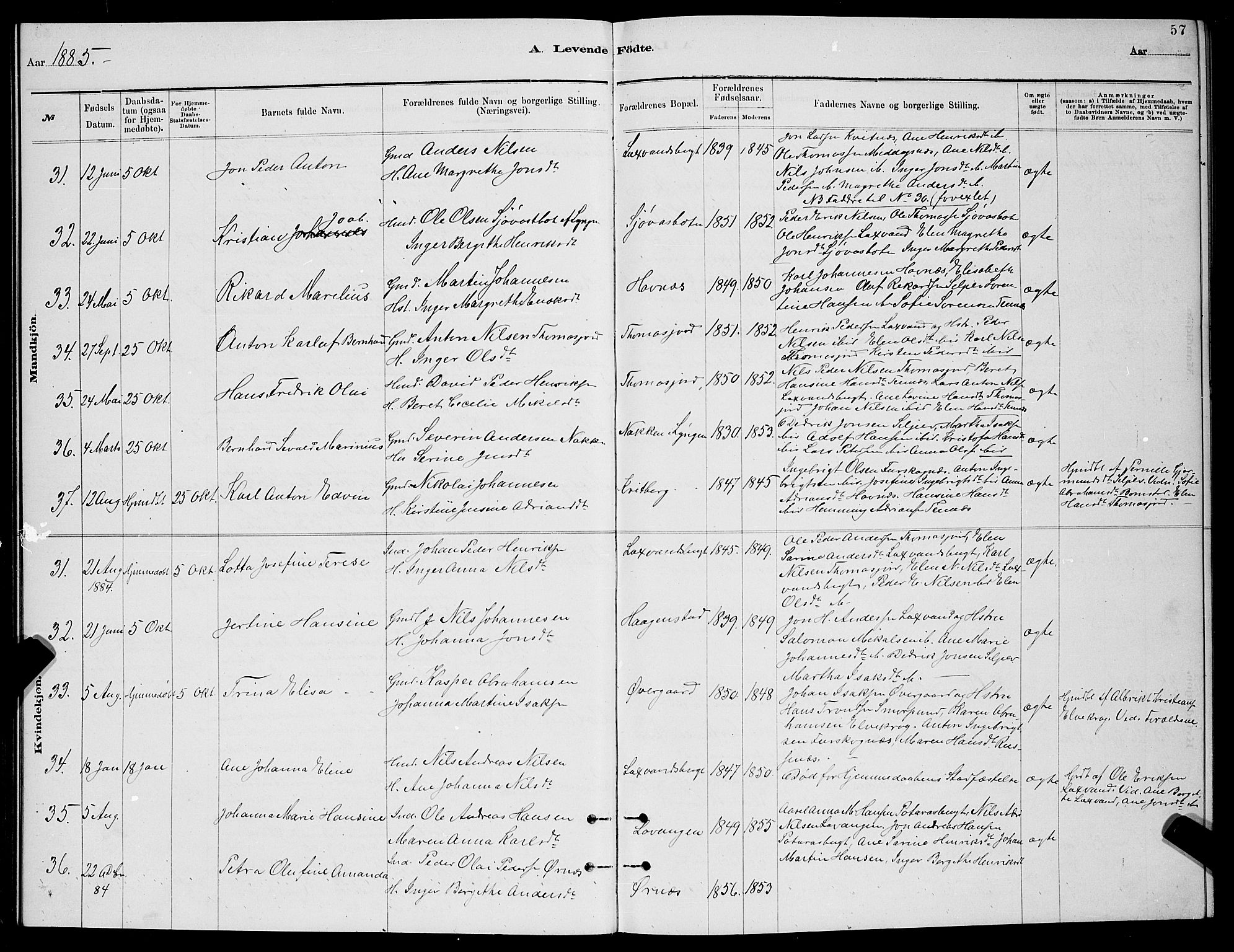 Balsfjord sokneprestembete, AV/SATØ-S-1303/G/Gab/L0007klokker: Klokkerbok nr. 7, 1878-1889, s. 57