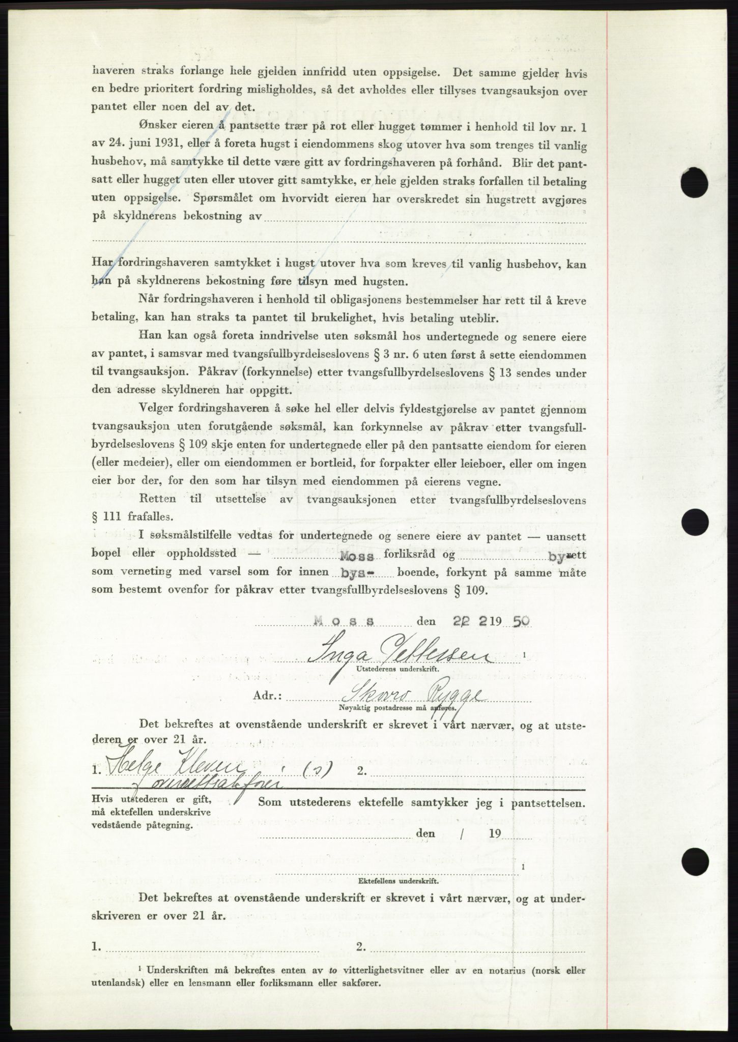 Moss sorenskriveri, SAO/A-10168: Pantebok nr. B23, 1949-1950, Dagboknr: 694/1950