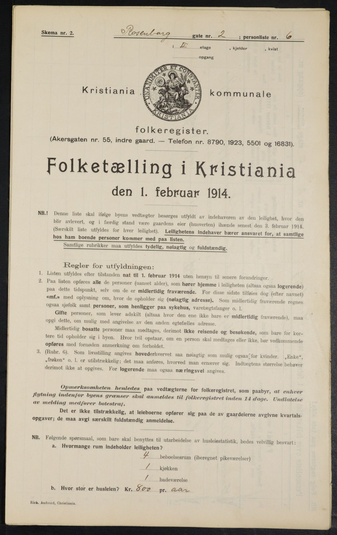 OBA, Kommunal folketelling 1.2.1914 for Kristiania, 1914, s. 83308