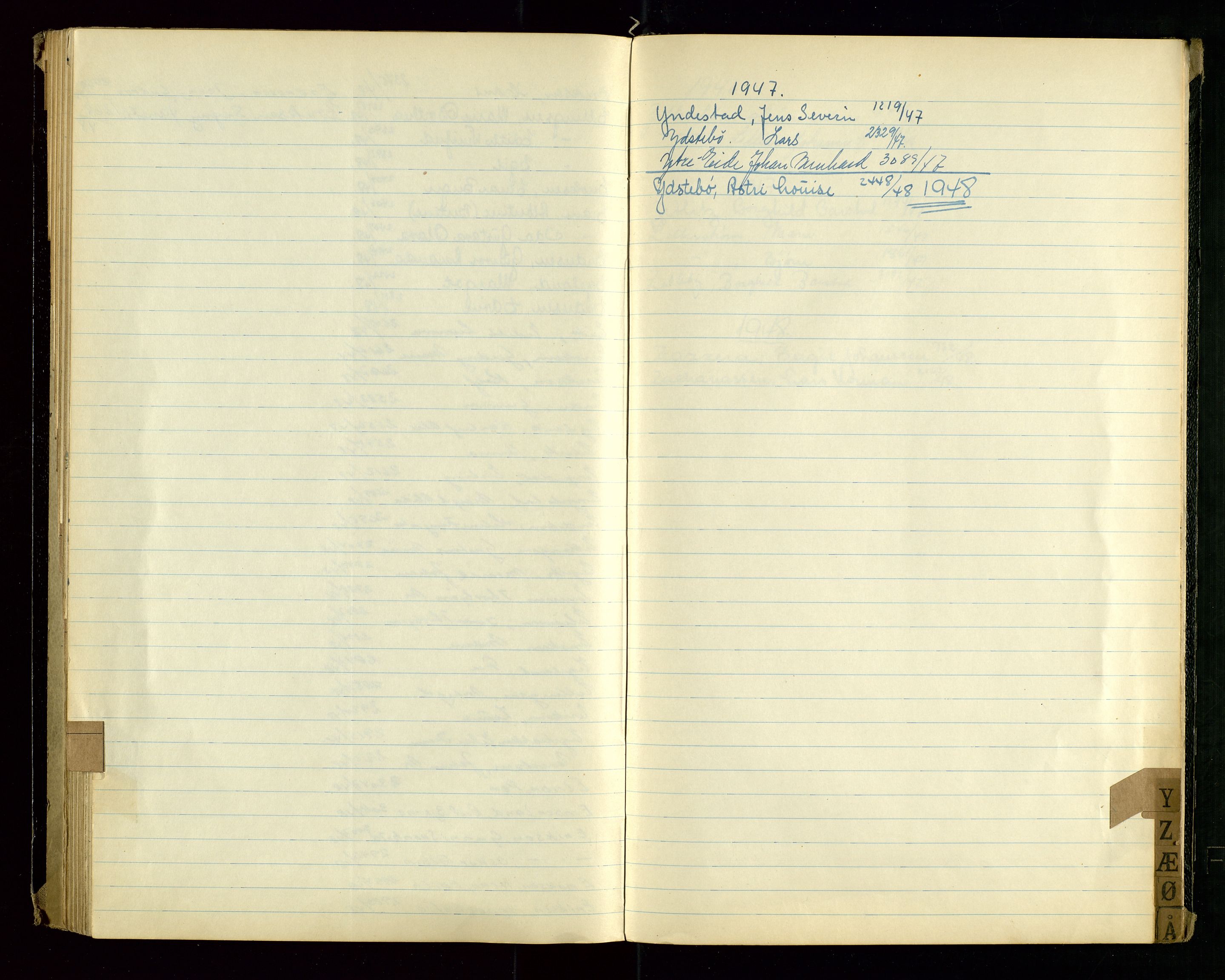 Stavanger politikammer, AV/SAST-A-100361/001/H/Hc/Hcd/Hcda/L0002: "Register for Passprotokoll", 1945-1948, s. 87