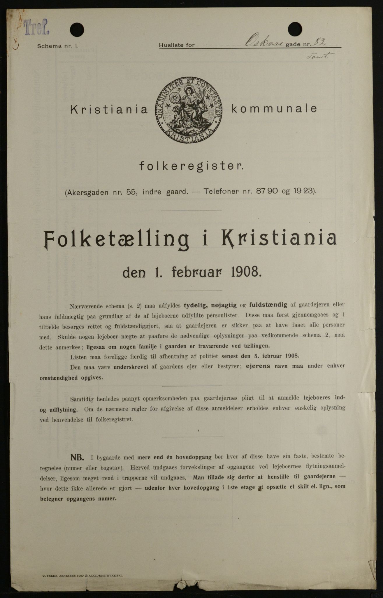 OBA, Kommunal folketelling 1.2.1908 for Kristiania kjøpstad, 1908, s. 68879