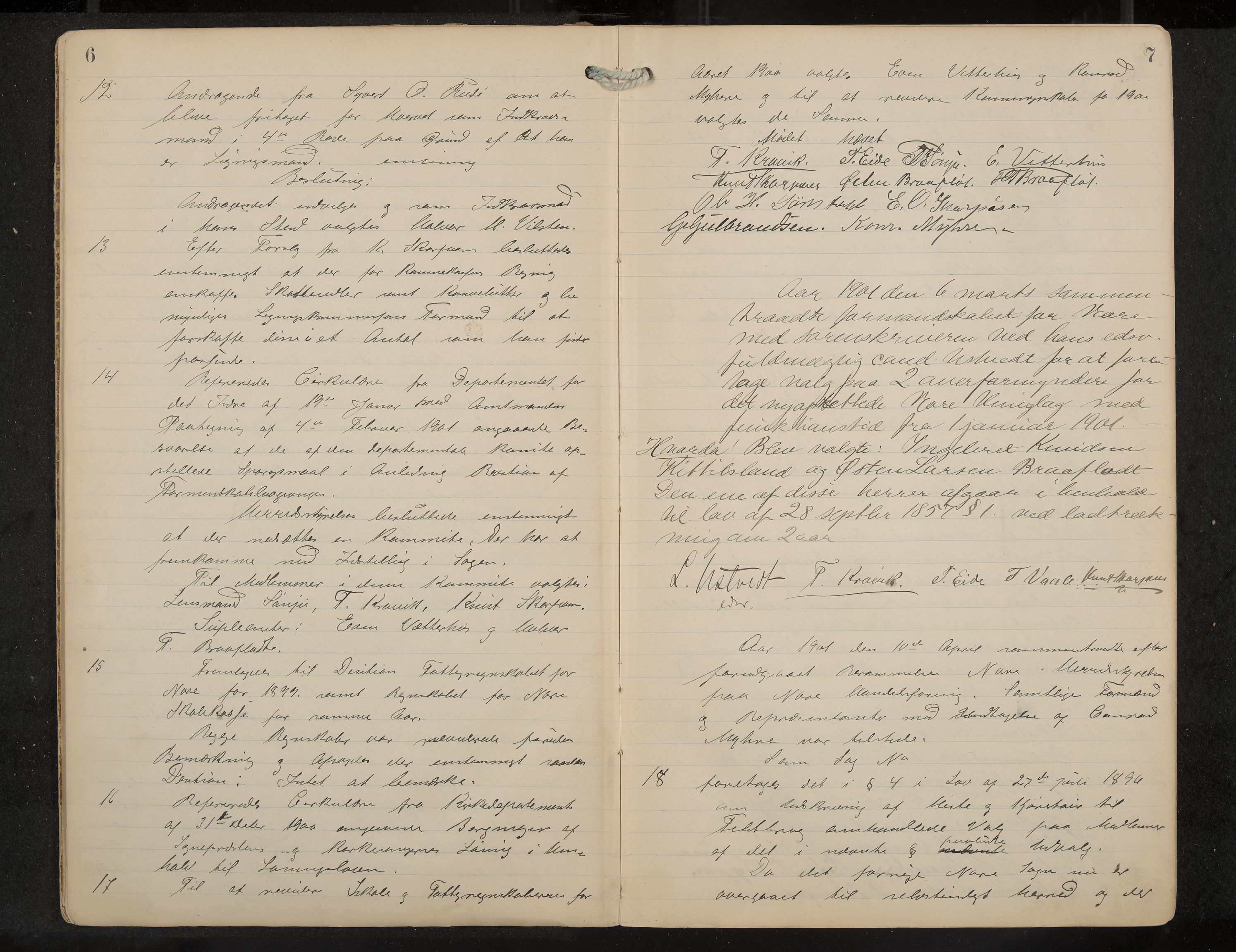 Nore formannskap og sentraladministrasjon, IKAK/0633021-2/A/Aa/L0001: Møtebok, 1901-1911, s. 6-7