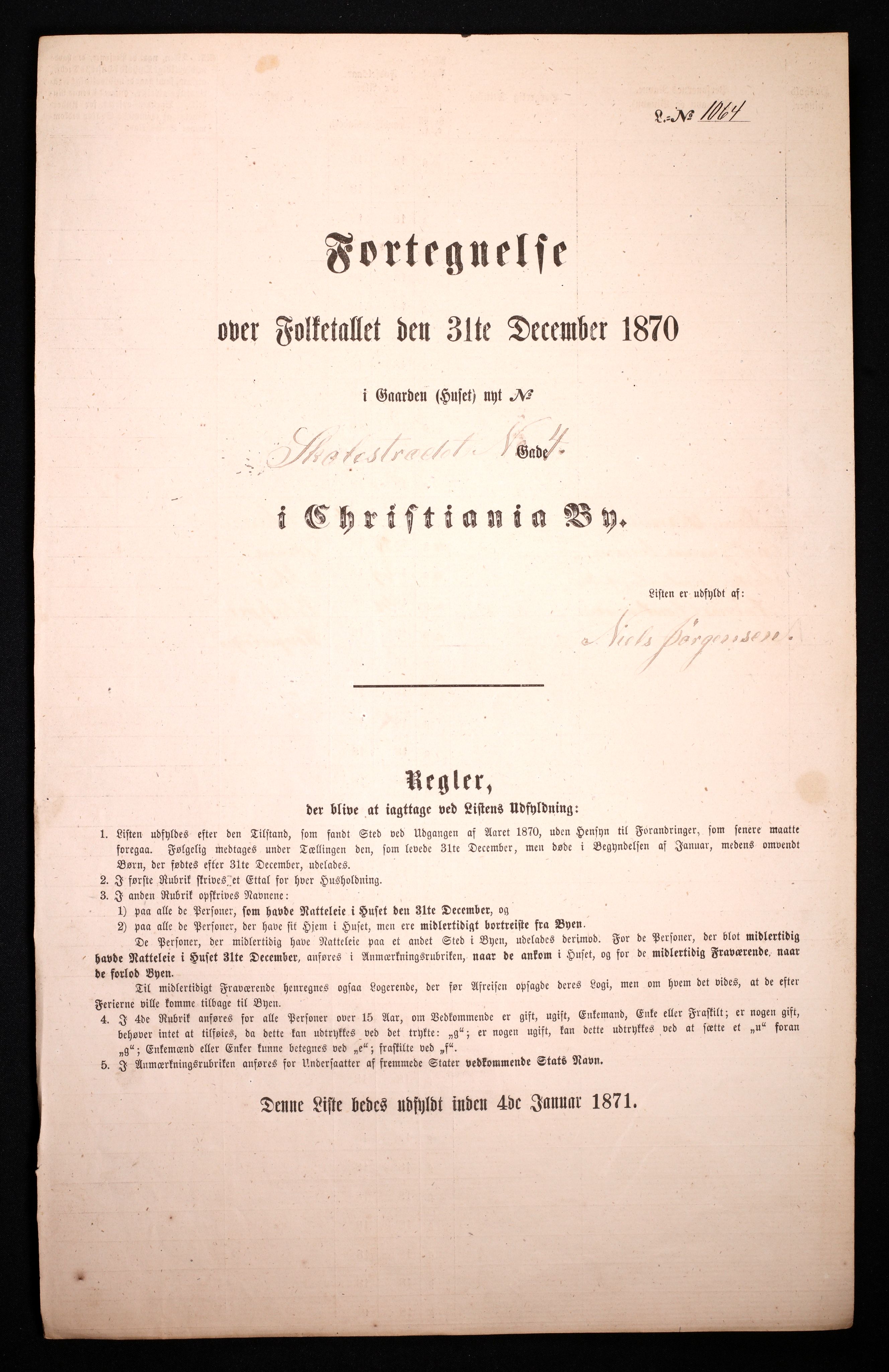 RA, Folketelling 1870 for 0301 Kristiania kjøpstad, 1870, s. 3445