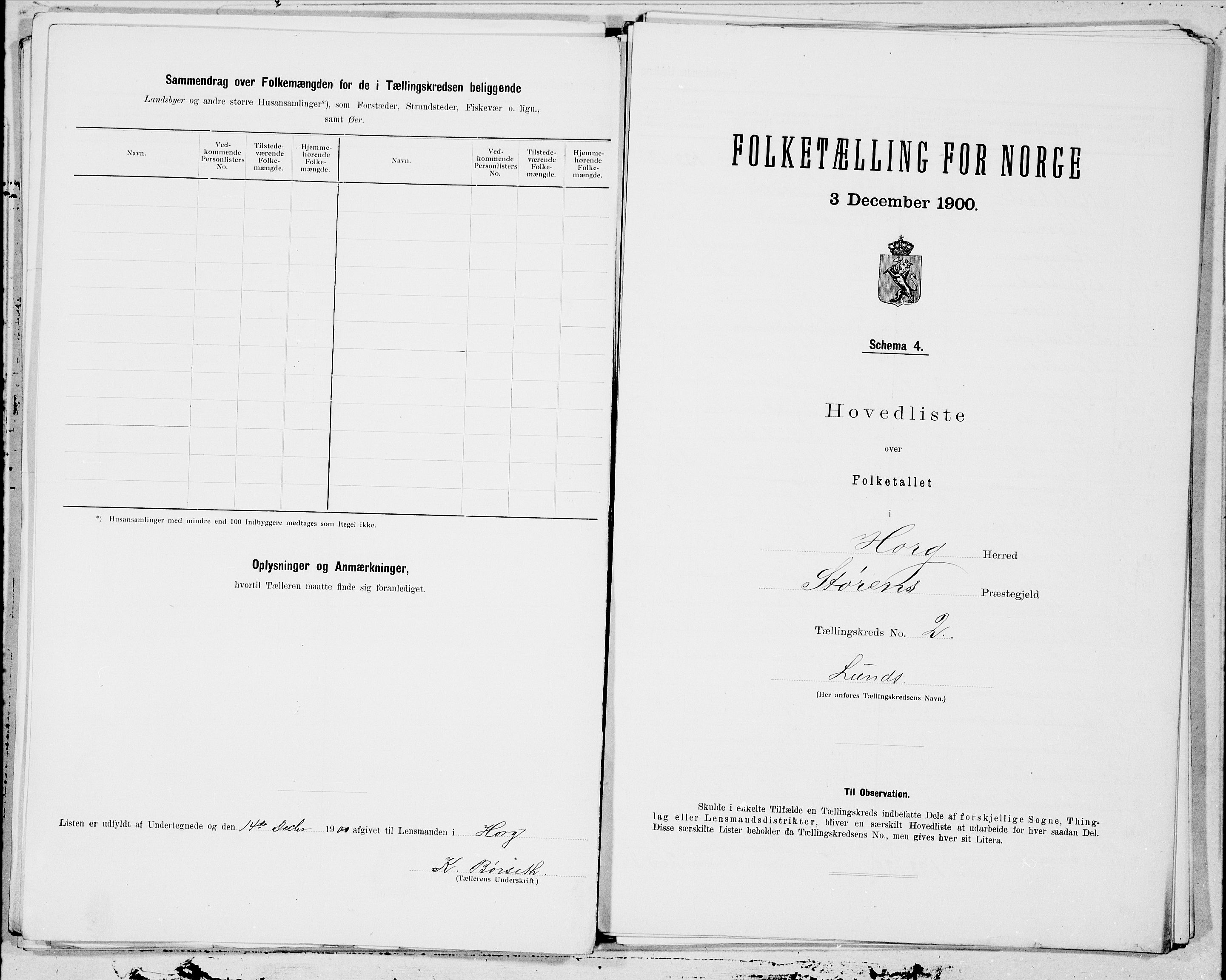 SAT, Folketelling 1900 for 1650 Horg herred, 1900, s. 4