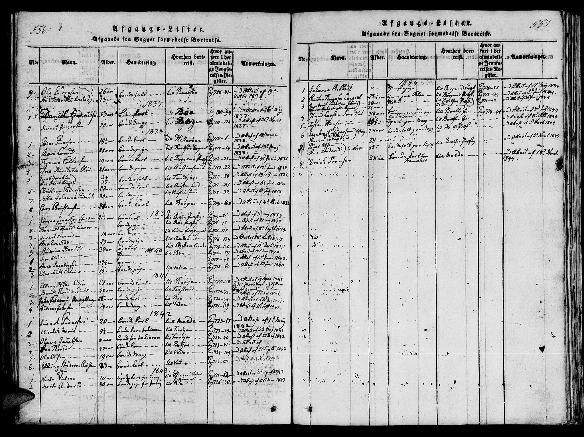 Ministerialprotokoller, klokkerbøker og fødselsregistre - Møre og Romsdal, AV/SAT-A-1454/560/L0718: Ministerialbok nr. 560A02, 1817-1844, s. 556-557