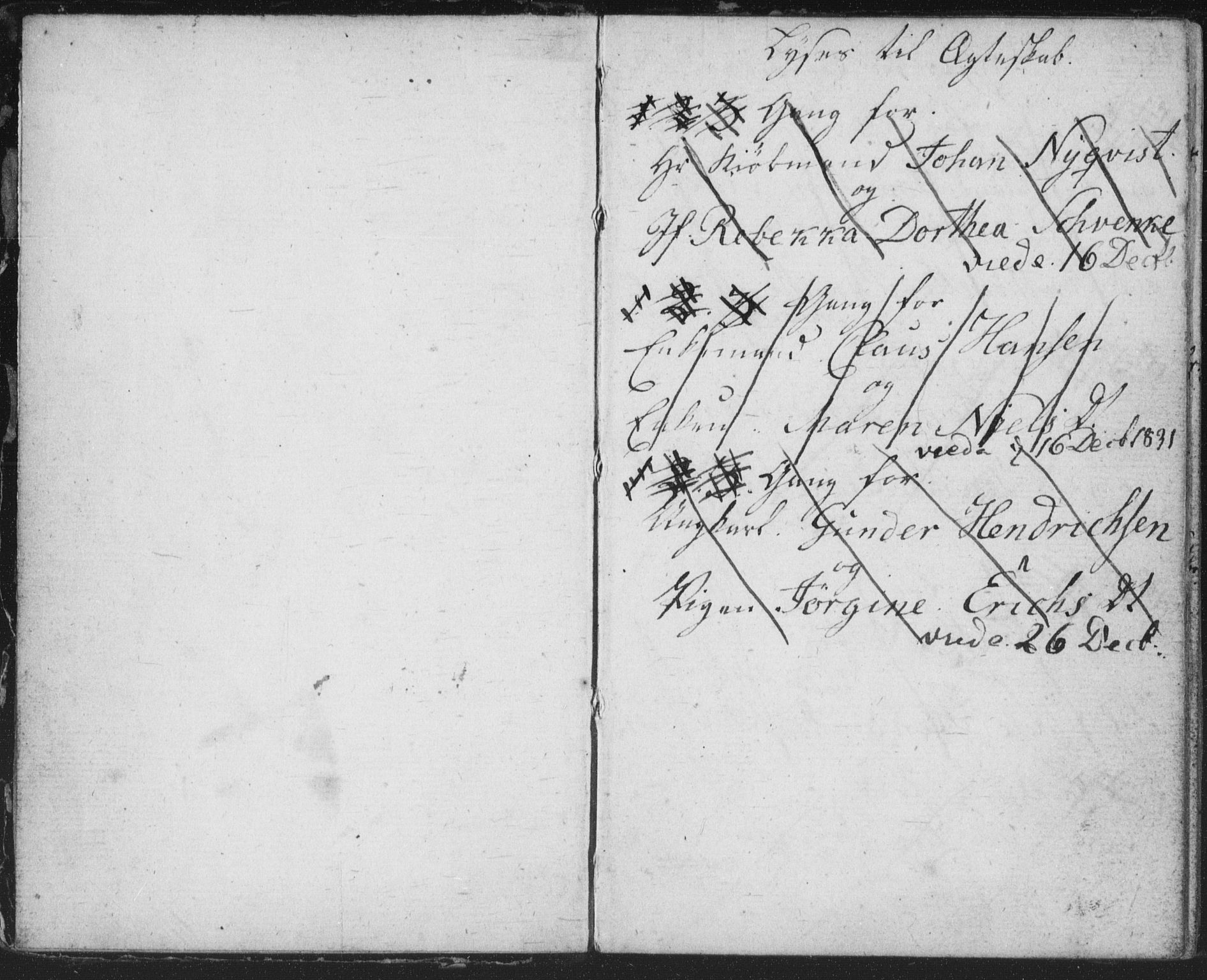 Bragernes kirkebøker, AV/SAKO-A-6/H/Ha/L0002: Lysningsprotokoll nr. 2, 1832-1846
