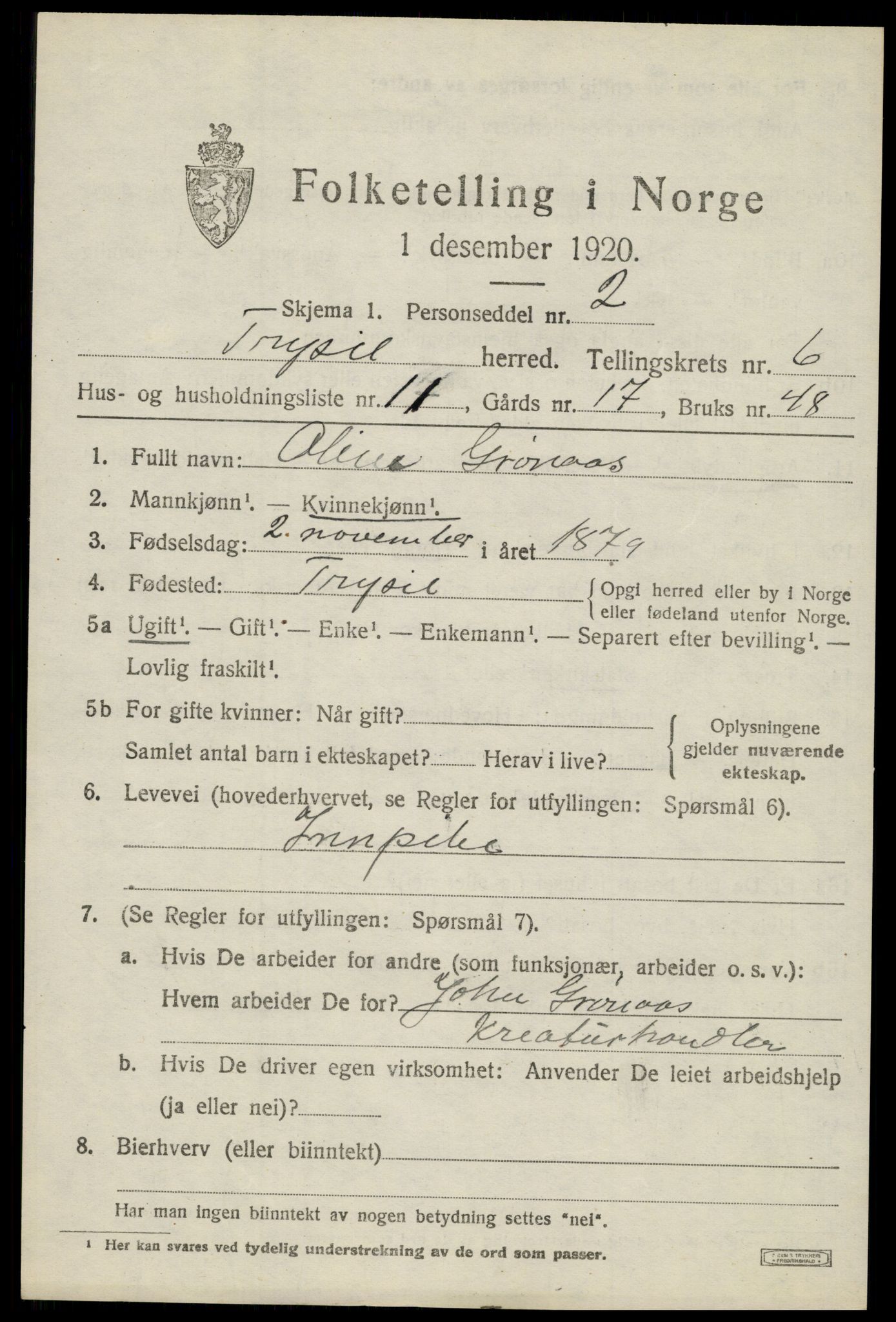 SAH, Folketelling 1920 for 0428 Trysil herred, 1920, s. 4661