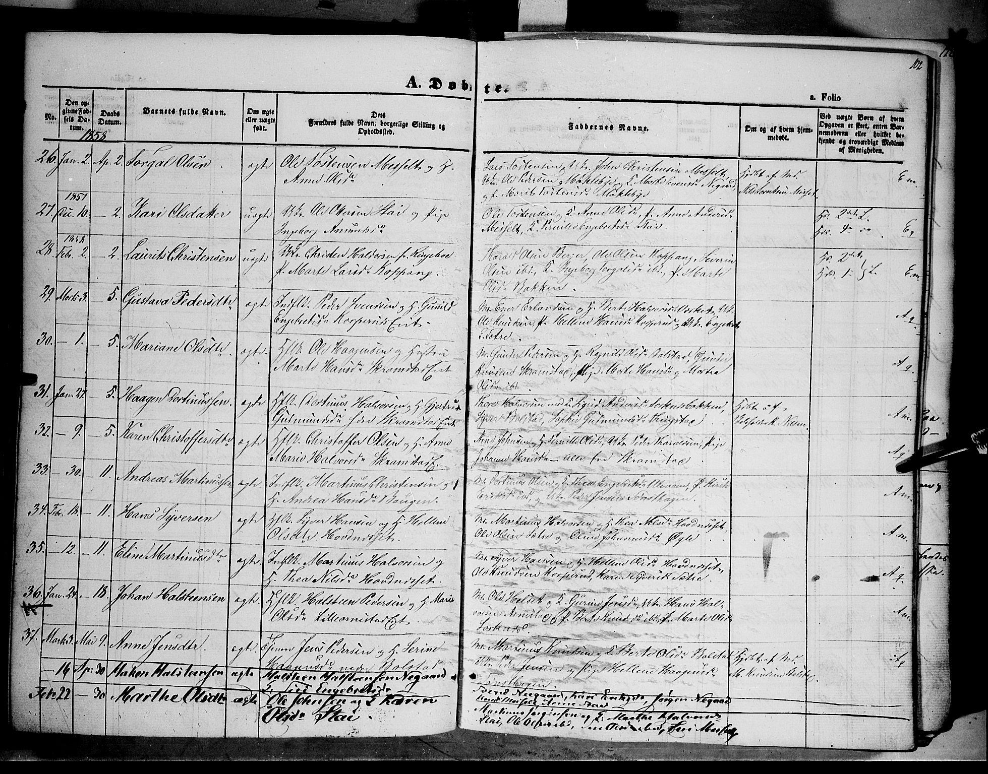Åmot prestekontor, Hedmark, AV/SAH-PREST-056/H/Ha/Haa/L0006: Ministerialbok nr. 6, 1842-1861, s. 102