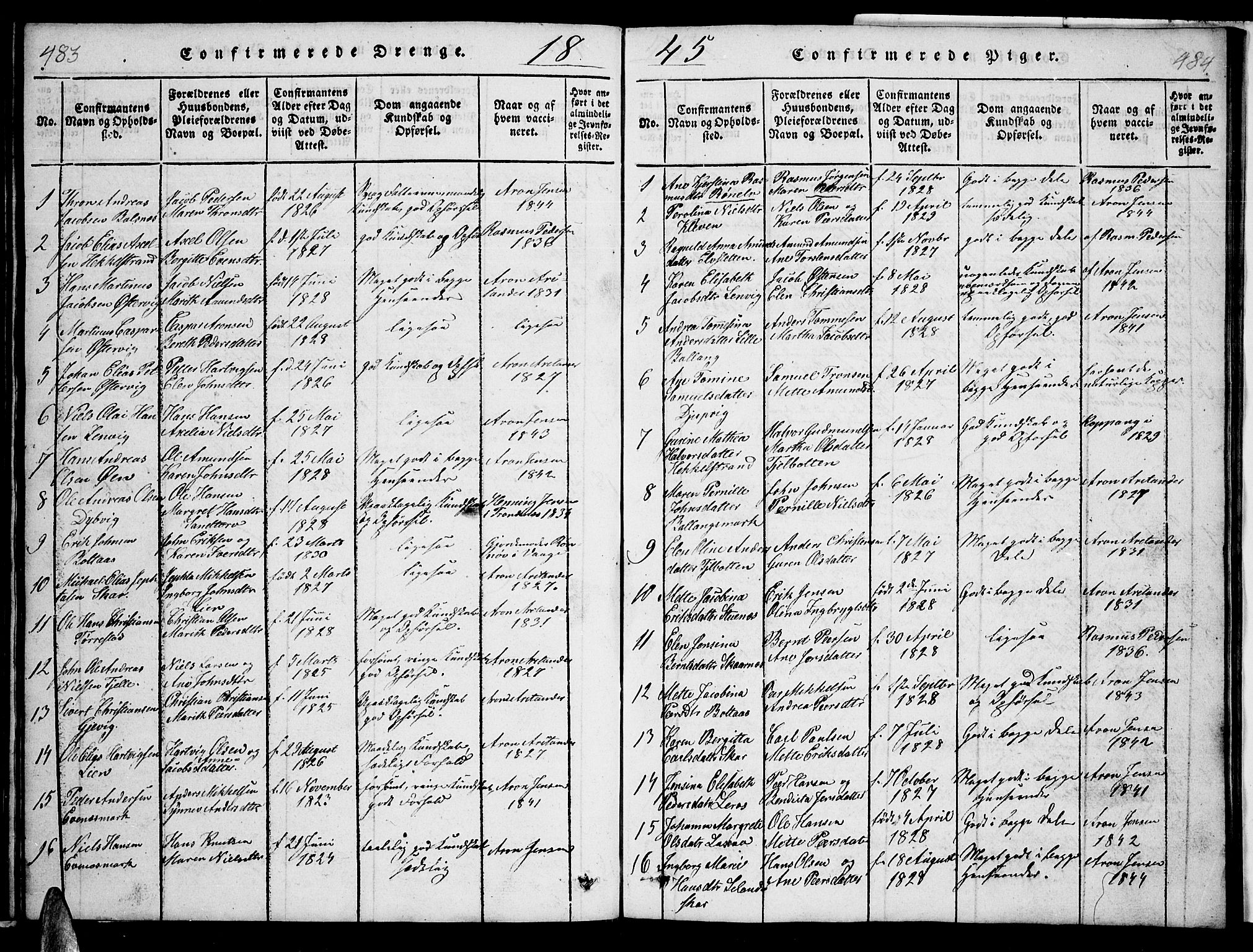 Ministerialprotokoller, klokkerbøker og fødselsregistre - Nordland, AV/SAT-A-1459/863/L0911: Klokkerbok nr. 863C01, 1821-1858, s. 483-484