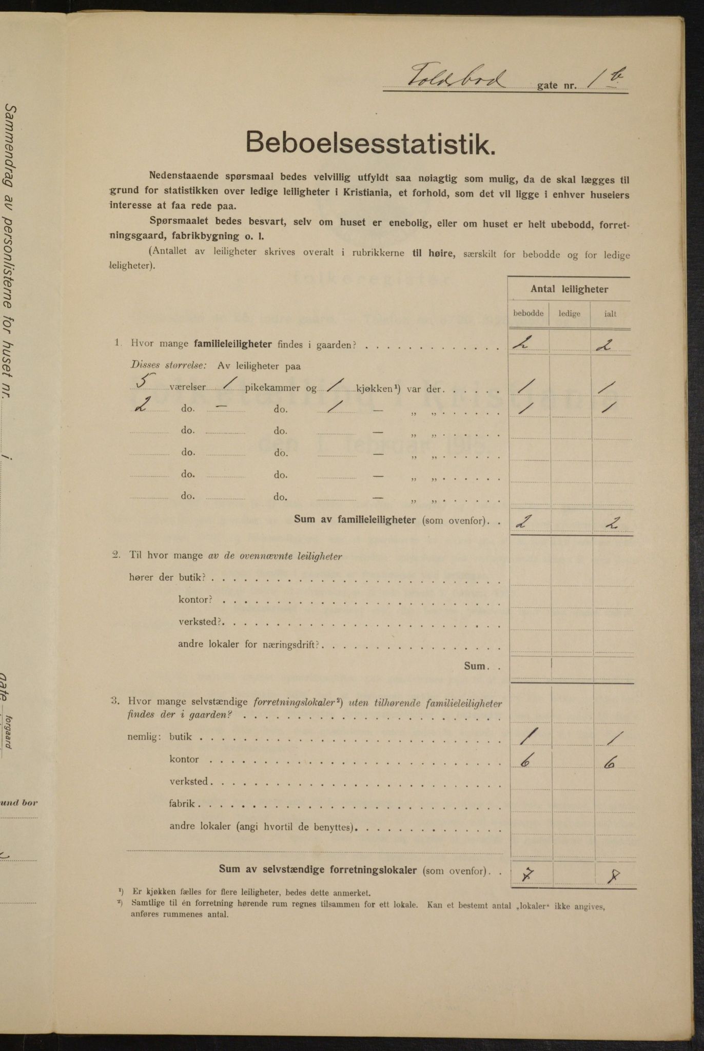 OBA, Kommunal folketelling 1.2.1915 for Kristiania, 1915, s. 113496