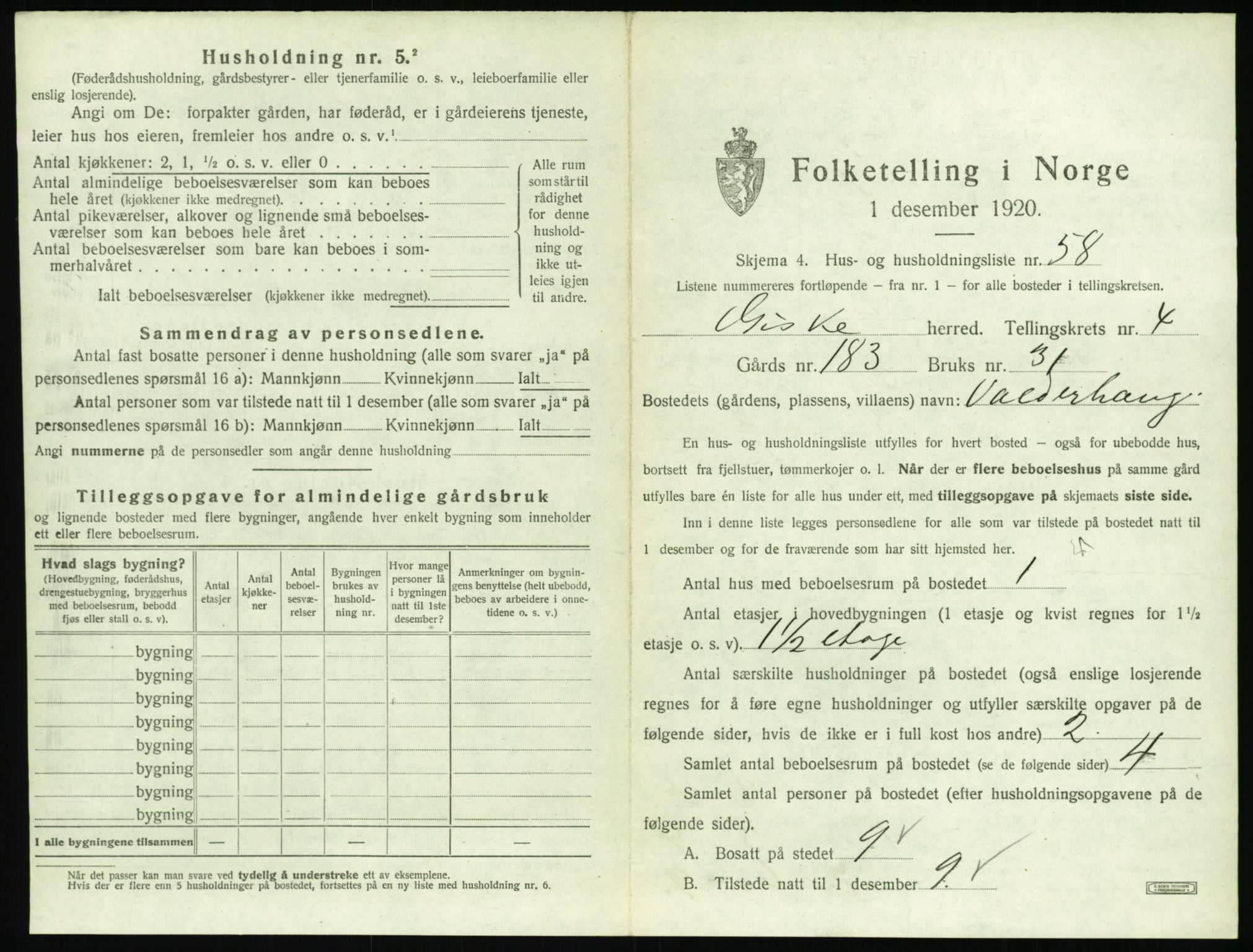 SAT, Folketelling 1920 for 1532 Giske herred, 1920, s. 400