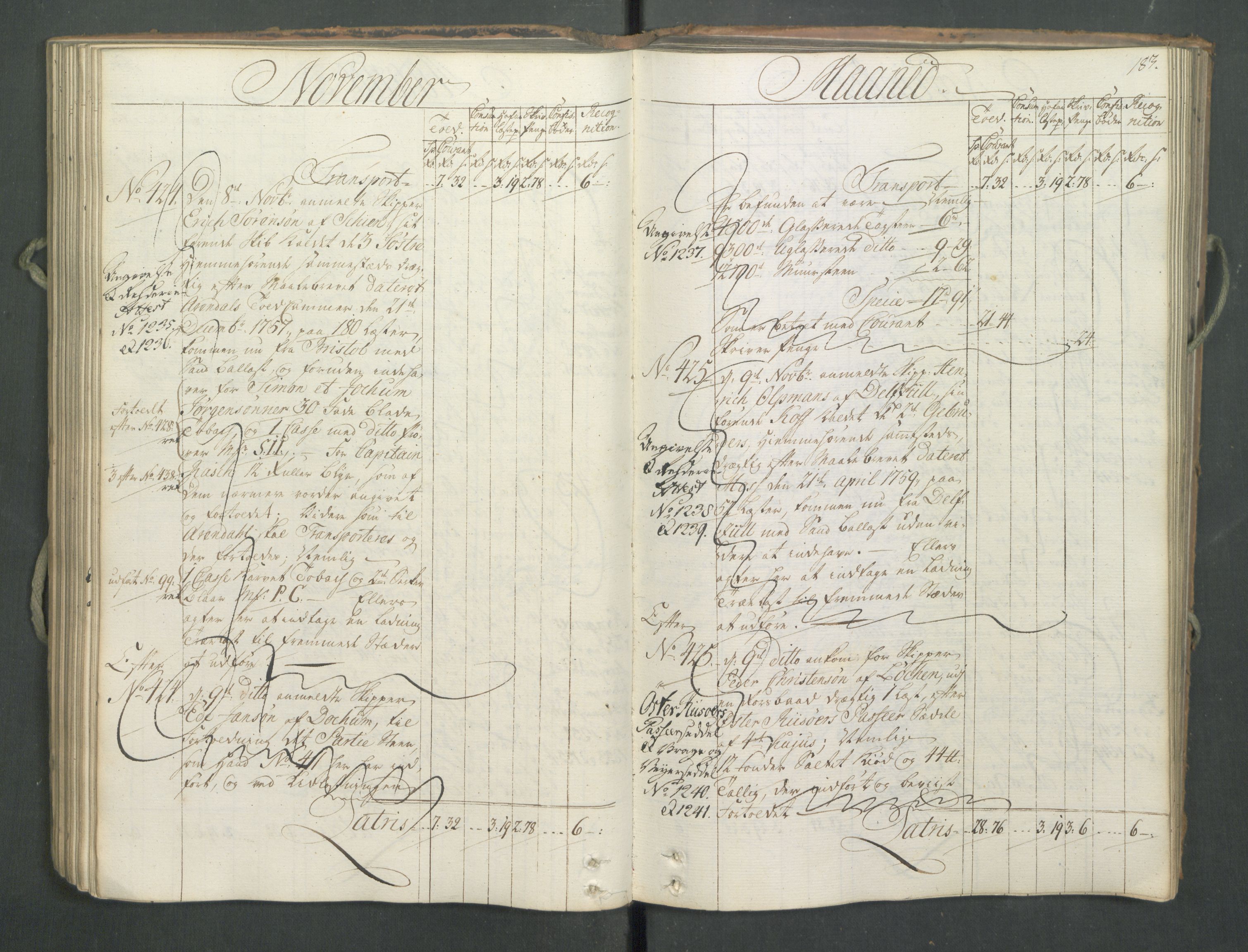 Generaltollkammeret, tollregnskaper, AV/RA-EA-5490/R12/L0046/0001: Tollregnskaper Langesund / Inngående hovedtollbok, 1762, s. 182b-183a