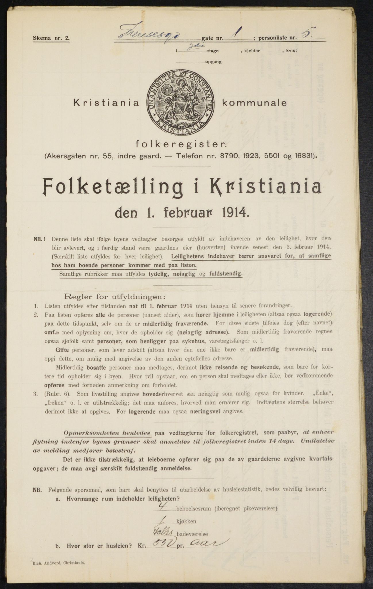 OBA, Kommunal folketelling 1.2.1914 for Kristiania, 1914, s. 108560