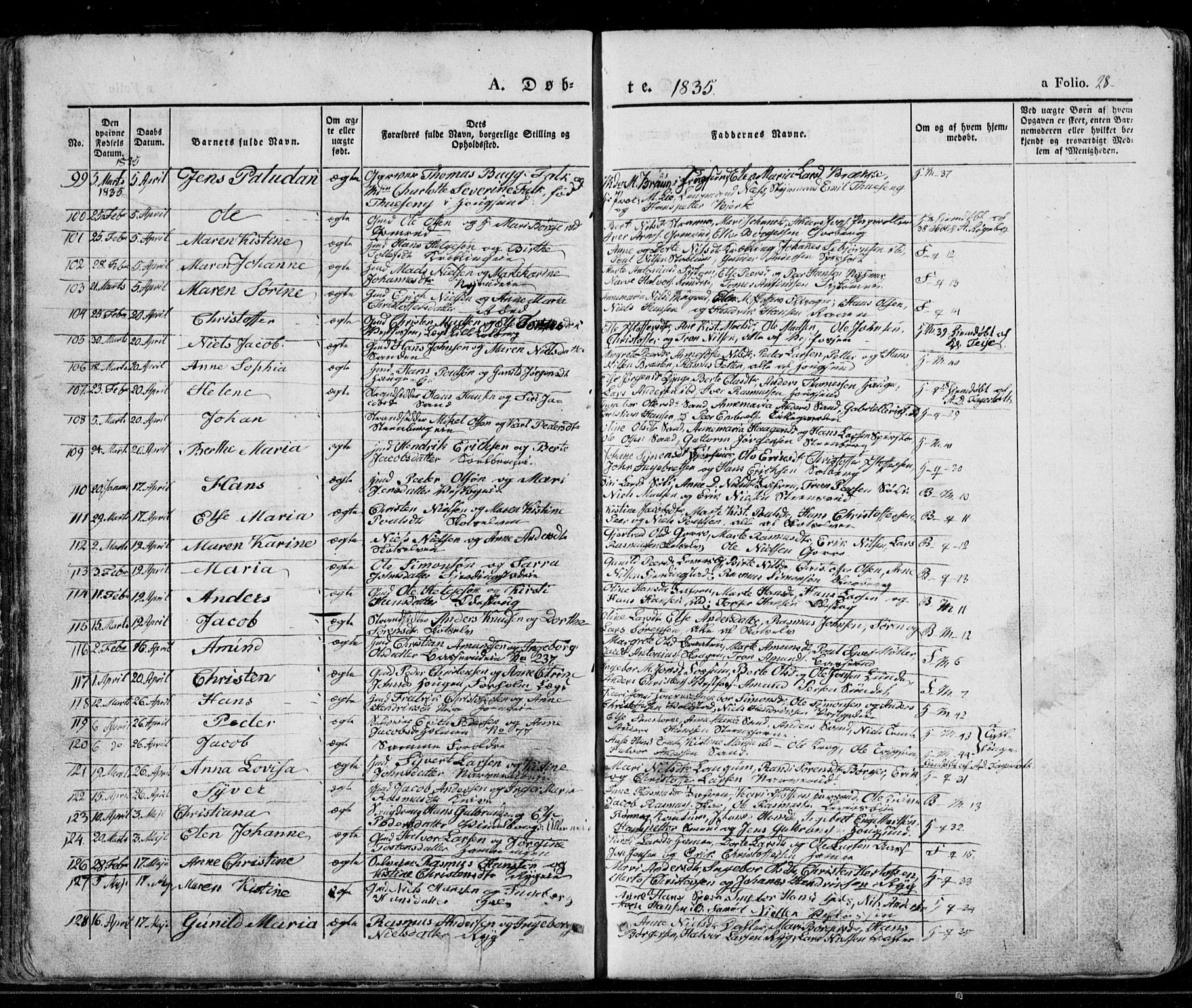 Eiker kirkebøker, AV/SAKO-A-4/G/Ga/L0002: Klokkerbok nr. I 2, 1832-1856, s. 28