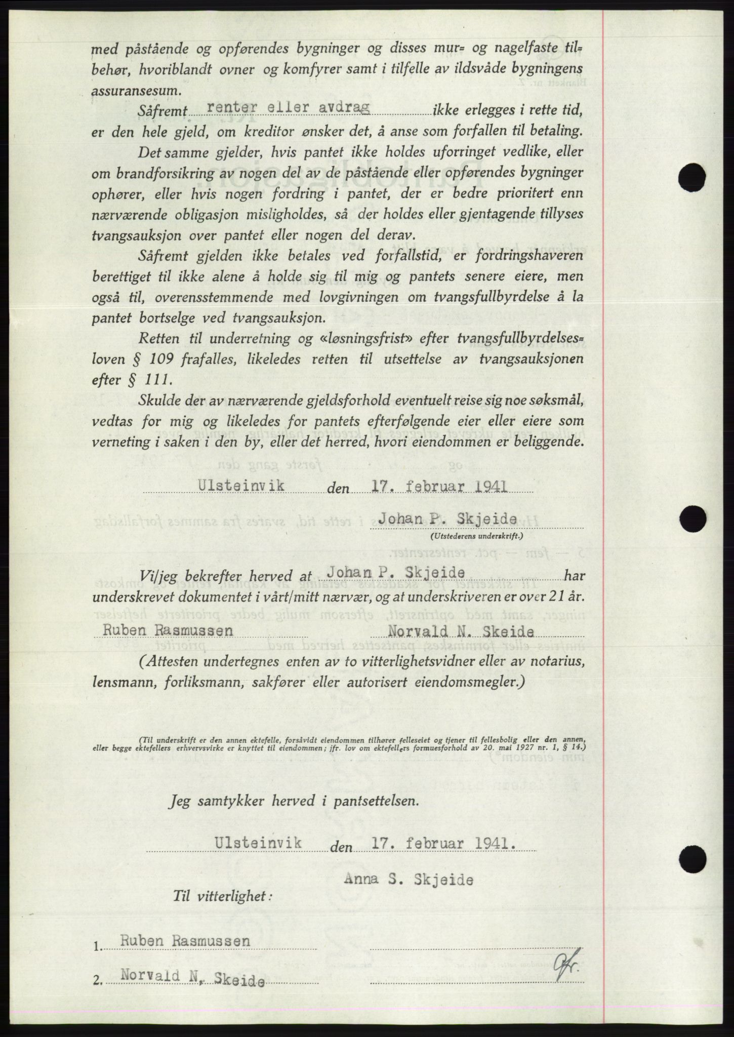 Søre Sunnmøre sorenskriveri, AV/SAT-A-4122/1/2/2C/L0071: Pantebok nr. 65, 1941-1941, Dagboknr: 157/1941