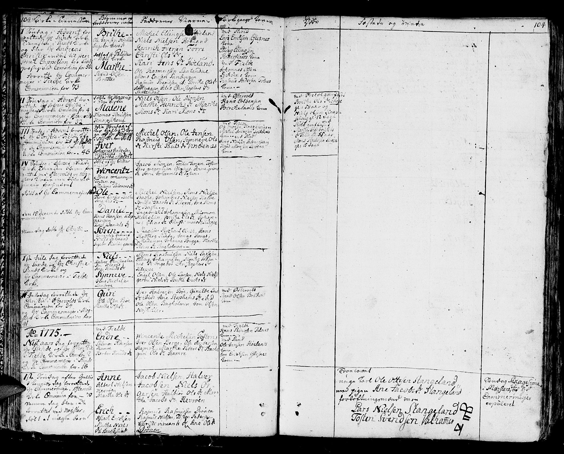 Sund sokneprestembete, AV/SAB-A-99930: Ministerialbok nr. A 5, 1770-1795, s. 104-105