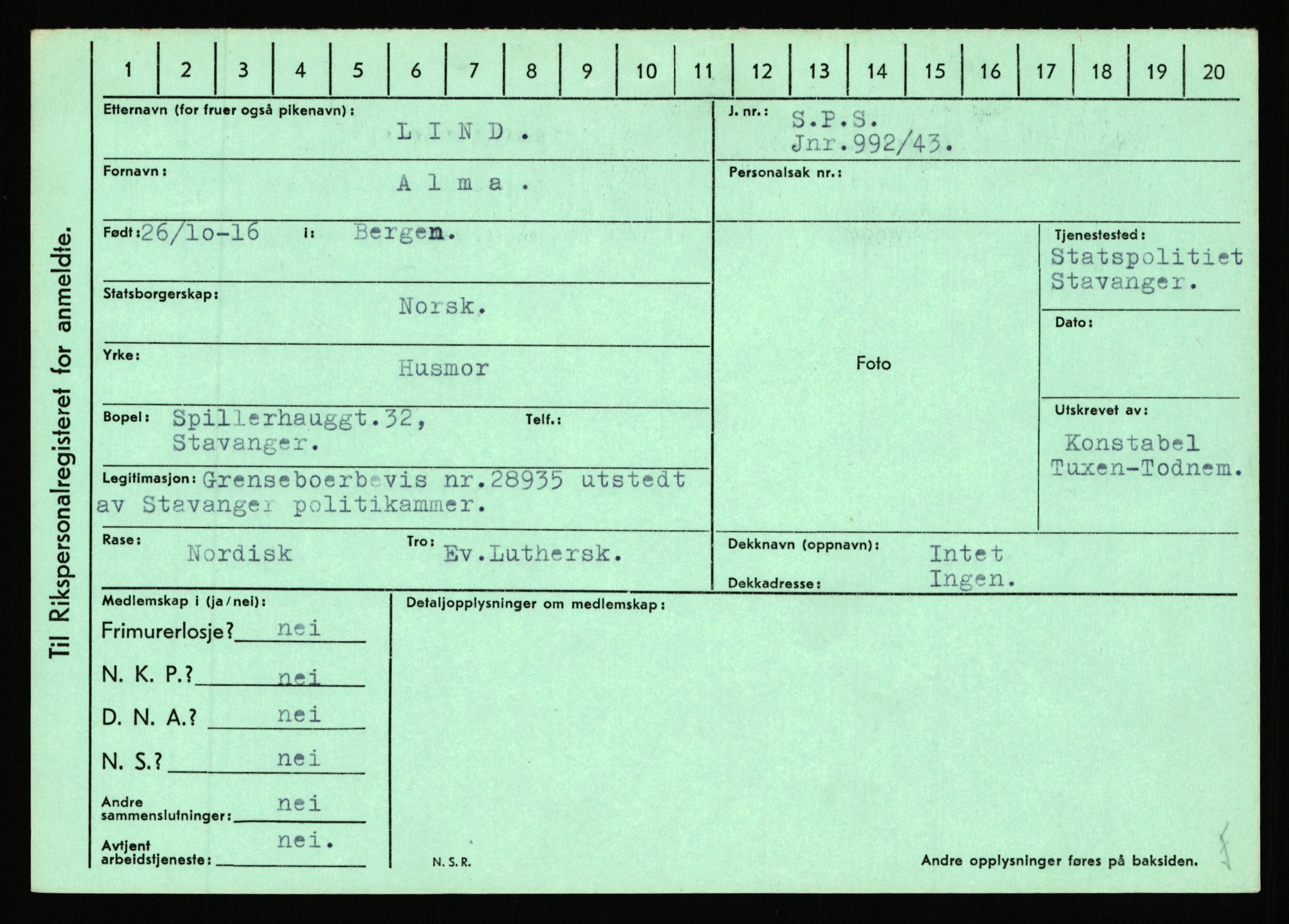 Statspolitiet - Hovedkontoret / Osloavdelingen, AV/RA-S-1329/C/Ca/L0010: Lind - Moksnes, 1943-1945, s. 6