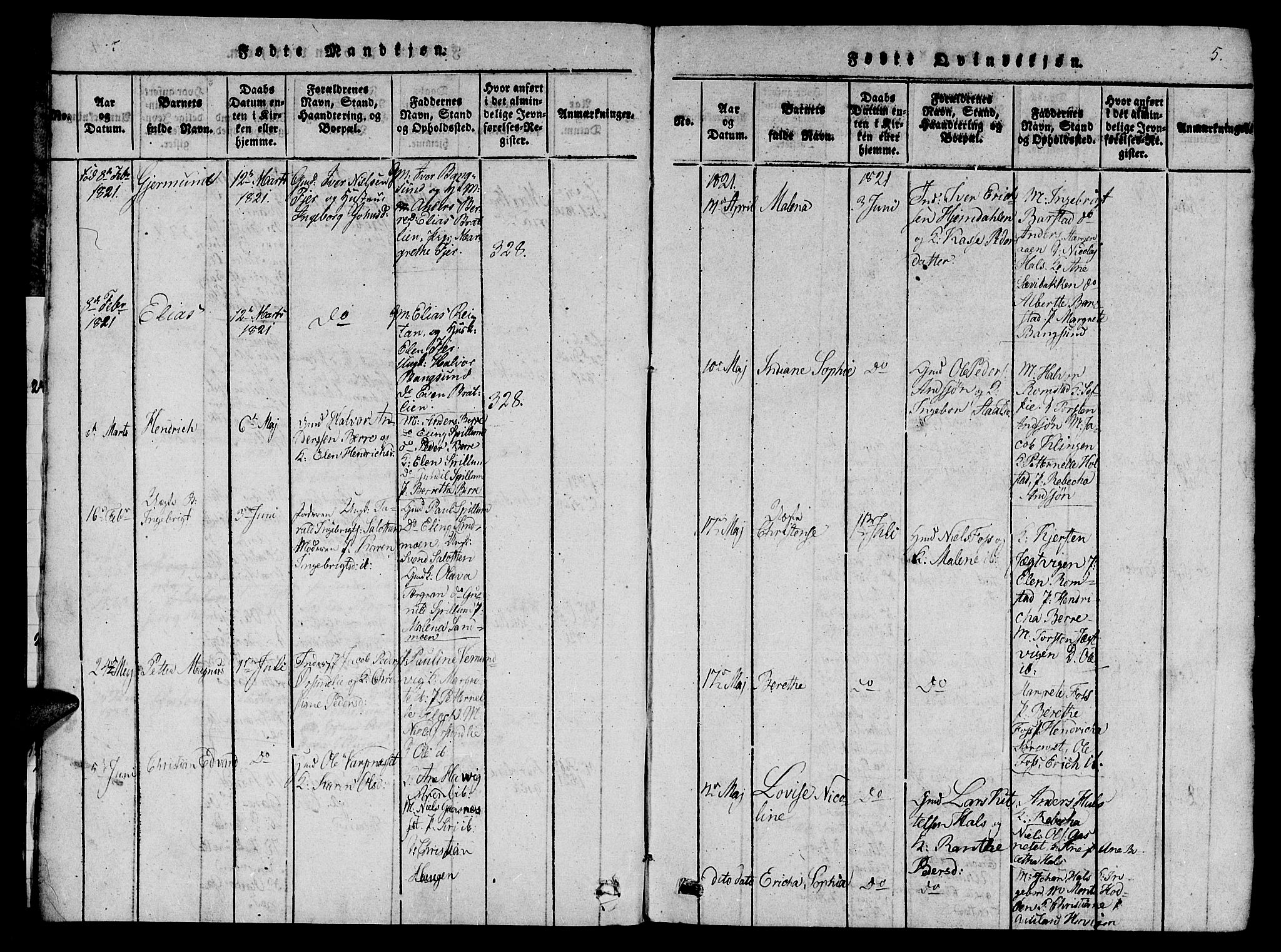 Ministerialprotokoller, klokkerbøker og fødselsregistre - Nord-Trøndelag, AV/SAT-A-1458/770/L0588: Ministerialbok nr. 770A02, 1819-1823, s. 5