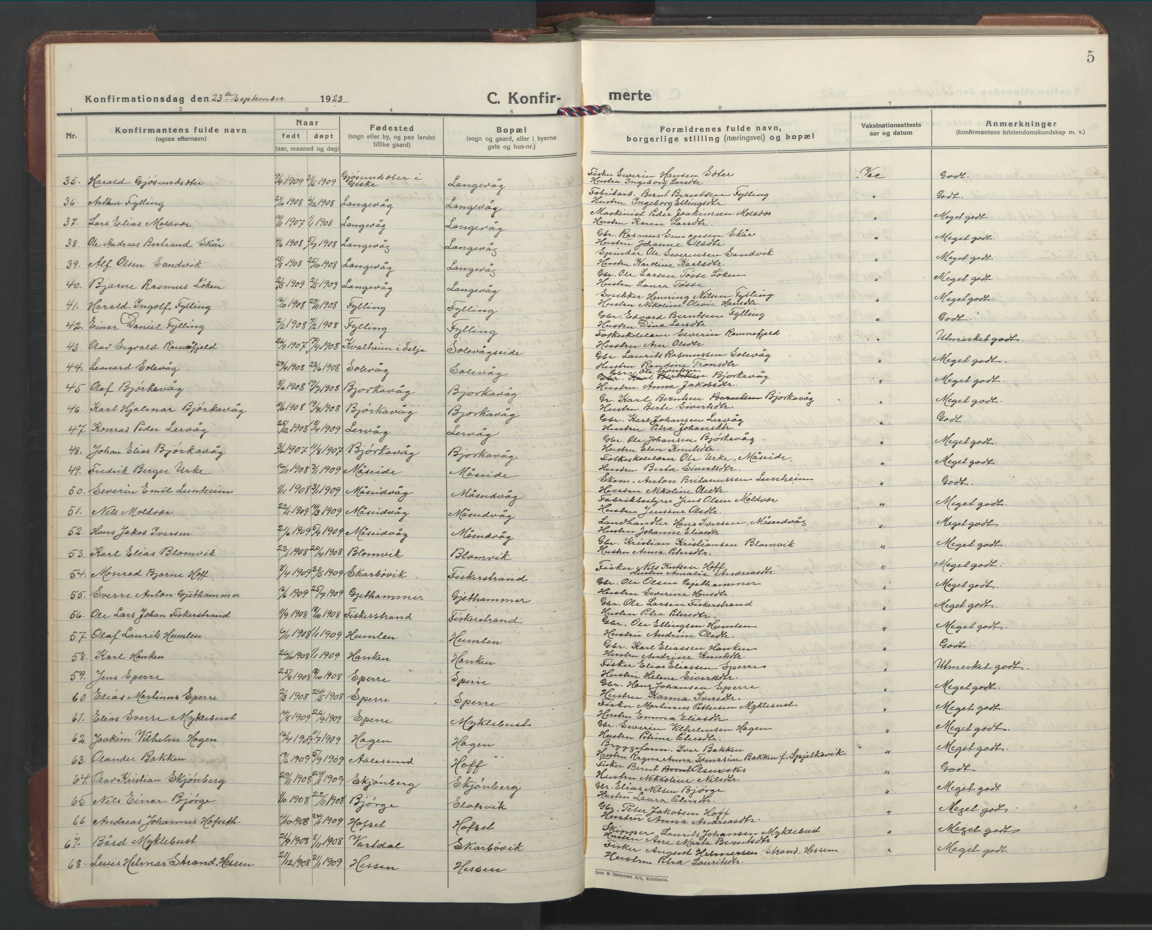 Ministerialprotokoller, klokkerbøker og fødselsregistre - Møre og Romsdal, AV/SAT-A-1454/528/L0435: Klokkerbok nr. 528C16, 1923-1957, s. 5